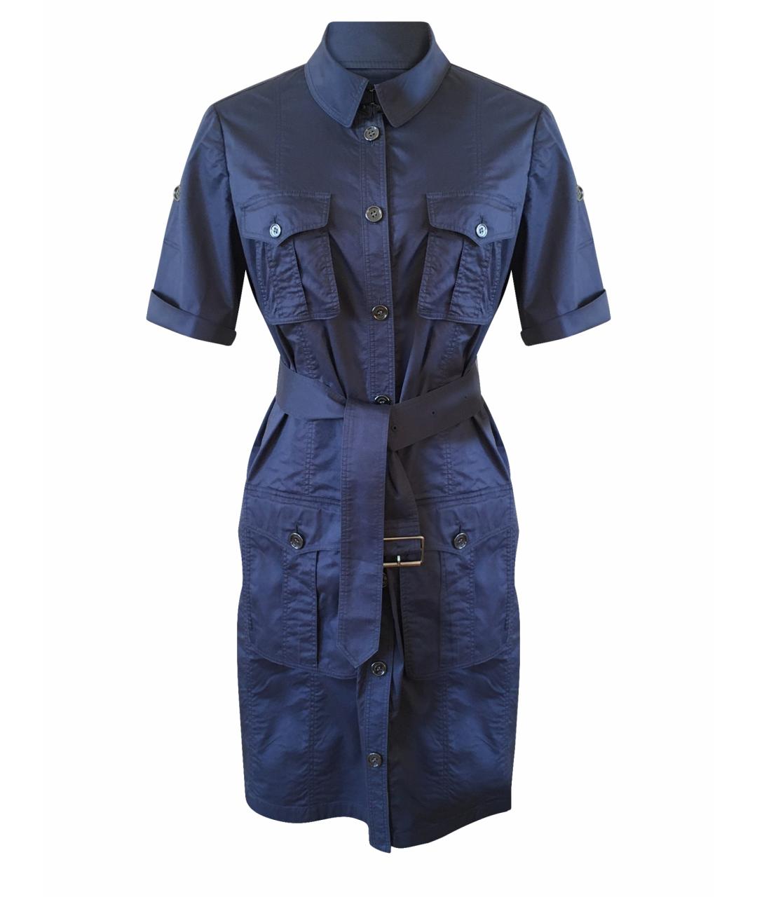 BURBERRY Синее хлопко-эластановое повседневное платье, фото 1