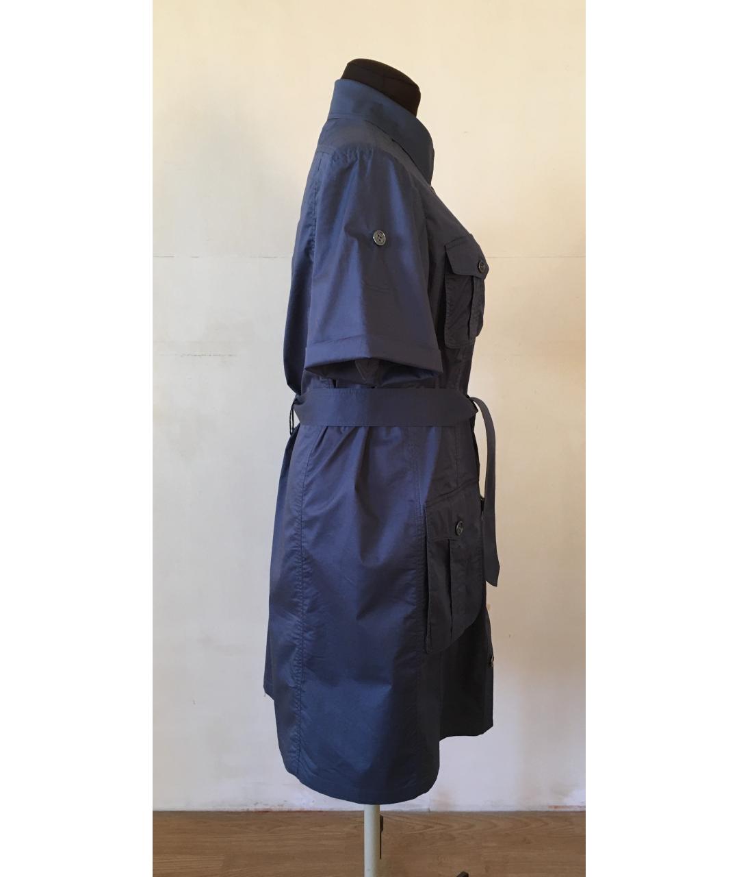 BURBERRY Синее хлопко-эластановое повседневное платье, фото 3