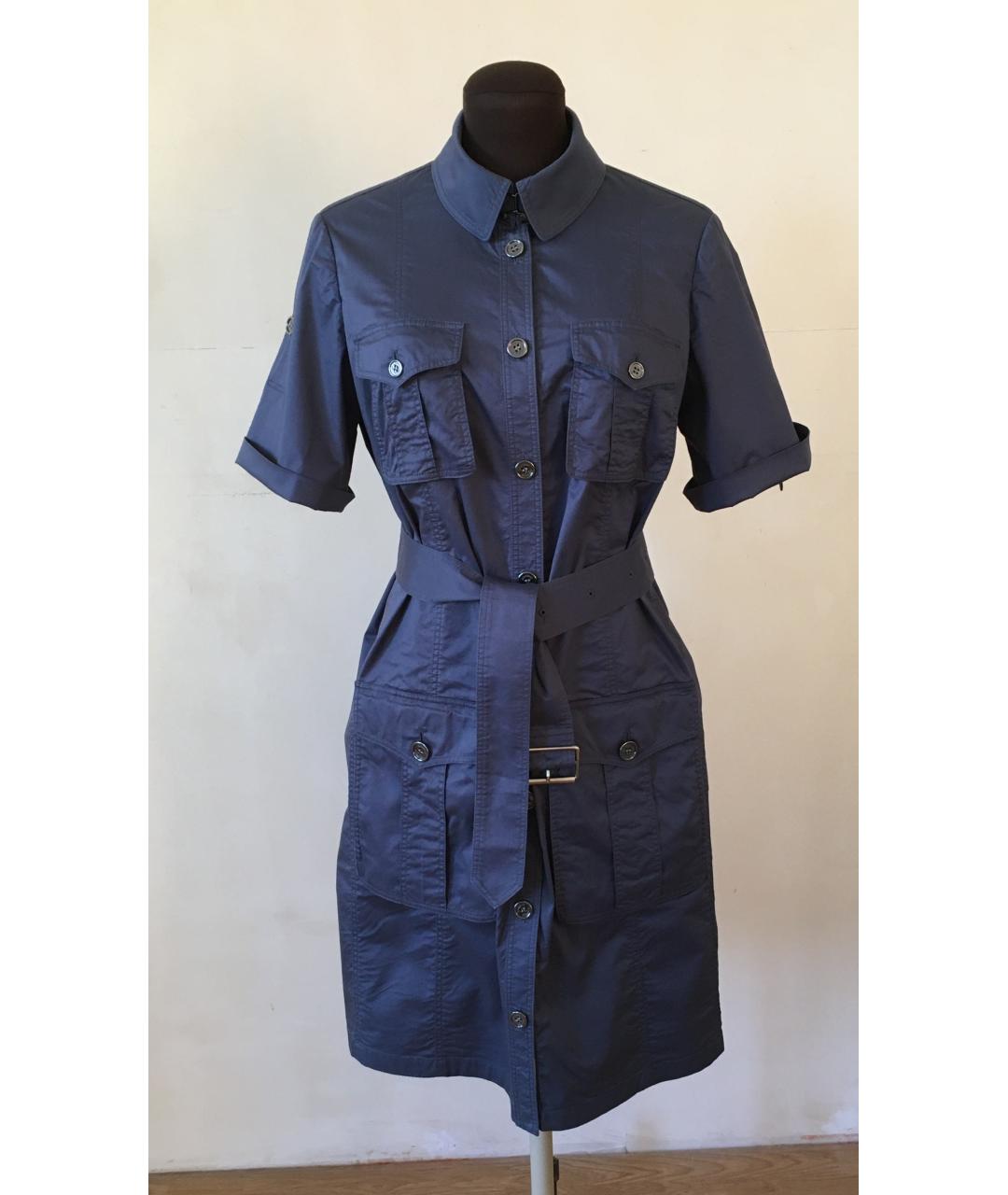 BURBERRY Синее хлопко-эластановое повседневное платье, фото 9
