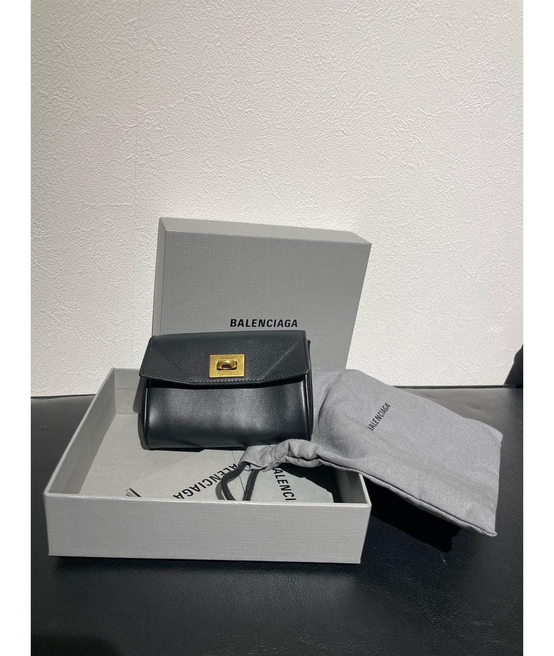 BALENCIAGA Черный кожаный кошелек, фото 3