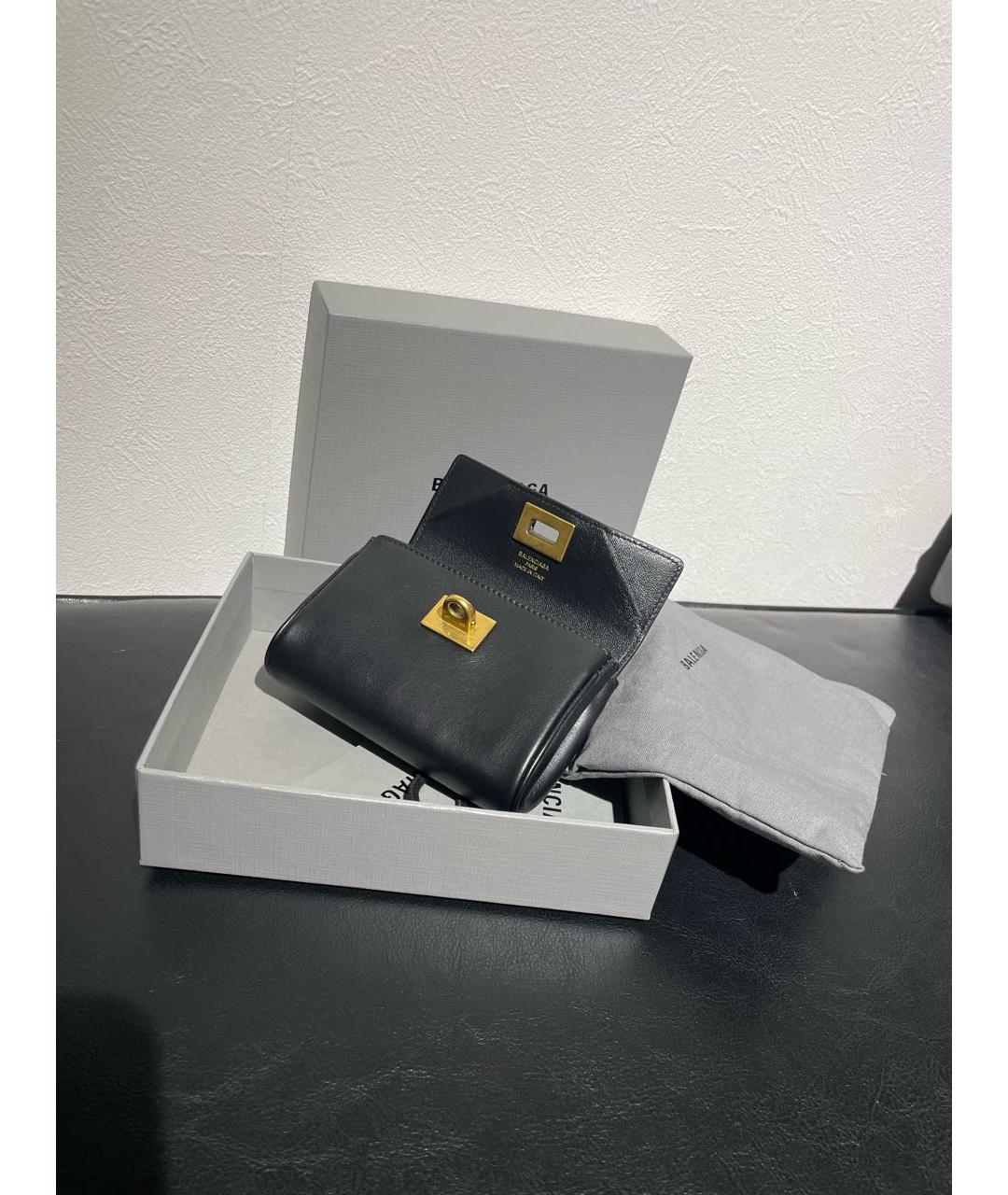 BALENCIAGA Черный кожаный кошелек, фото 2