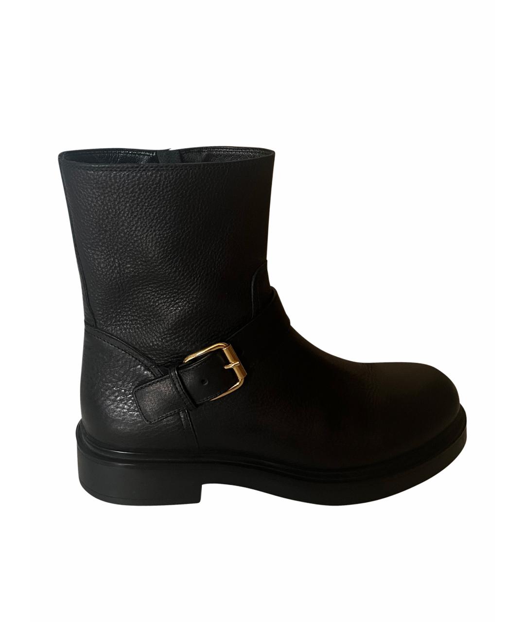 AGL Черные кожаные ботинки, фото 1