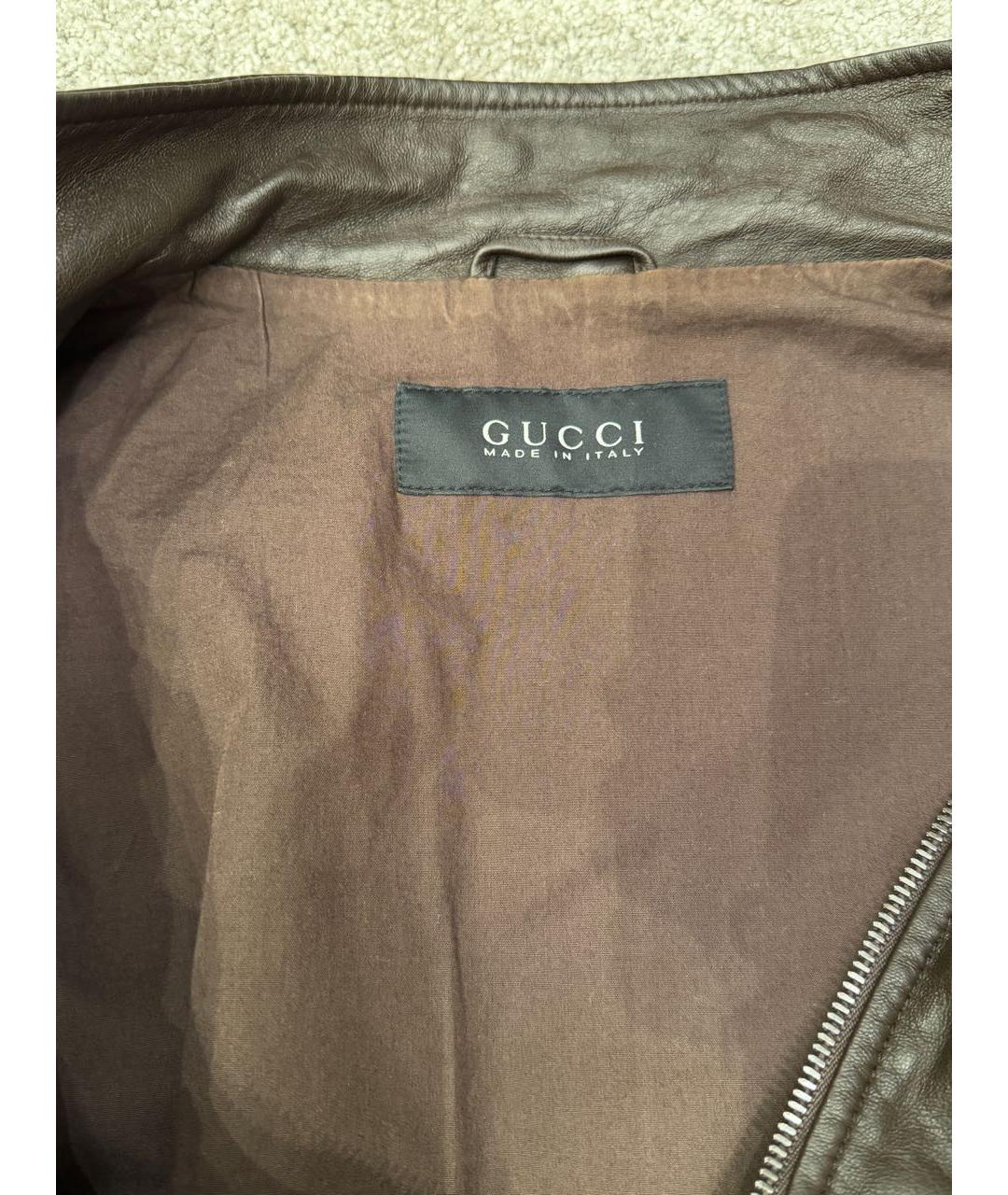 GUCCI Коричневая кожаная куртка, фото 3