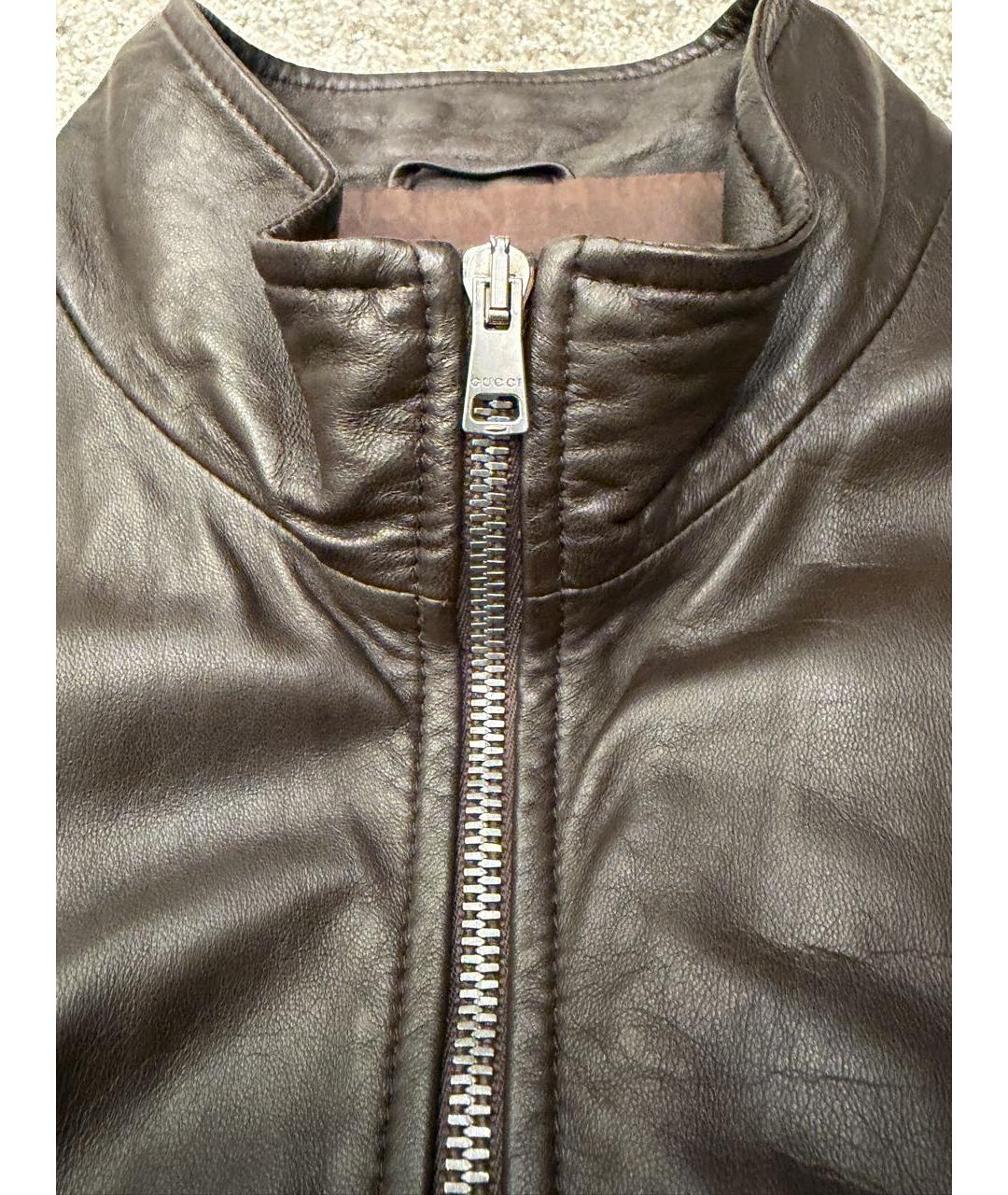 GUCCI Коричневая кожаная куртка, фото 4