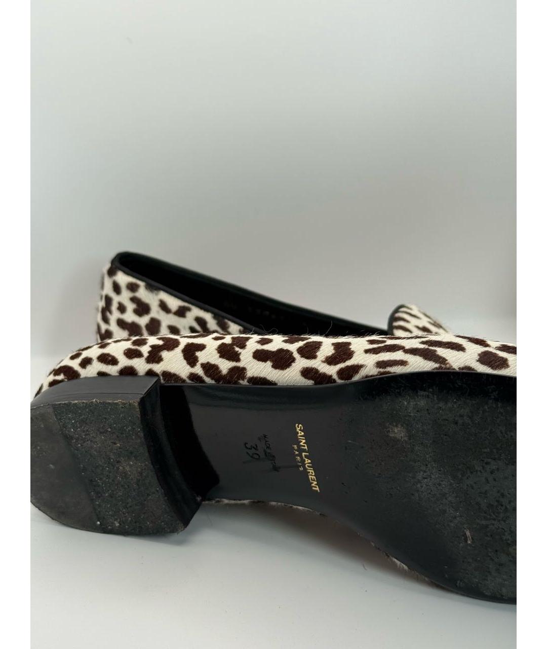 SAINT LAURENT Бежевые кожаные лоферы, фото 4