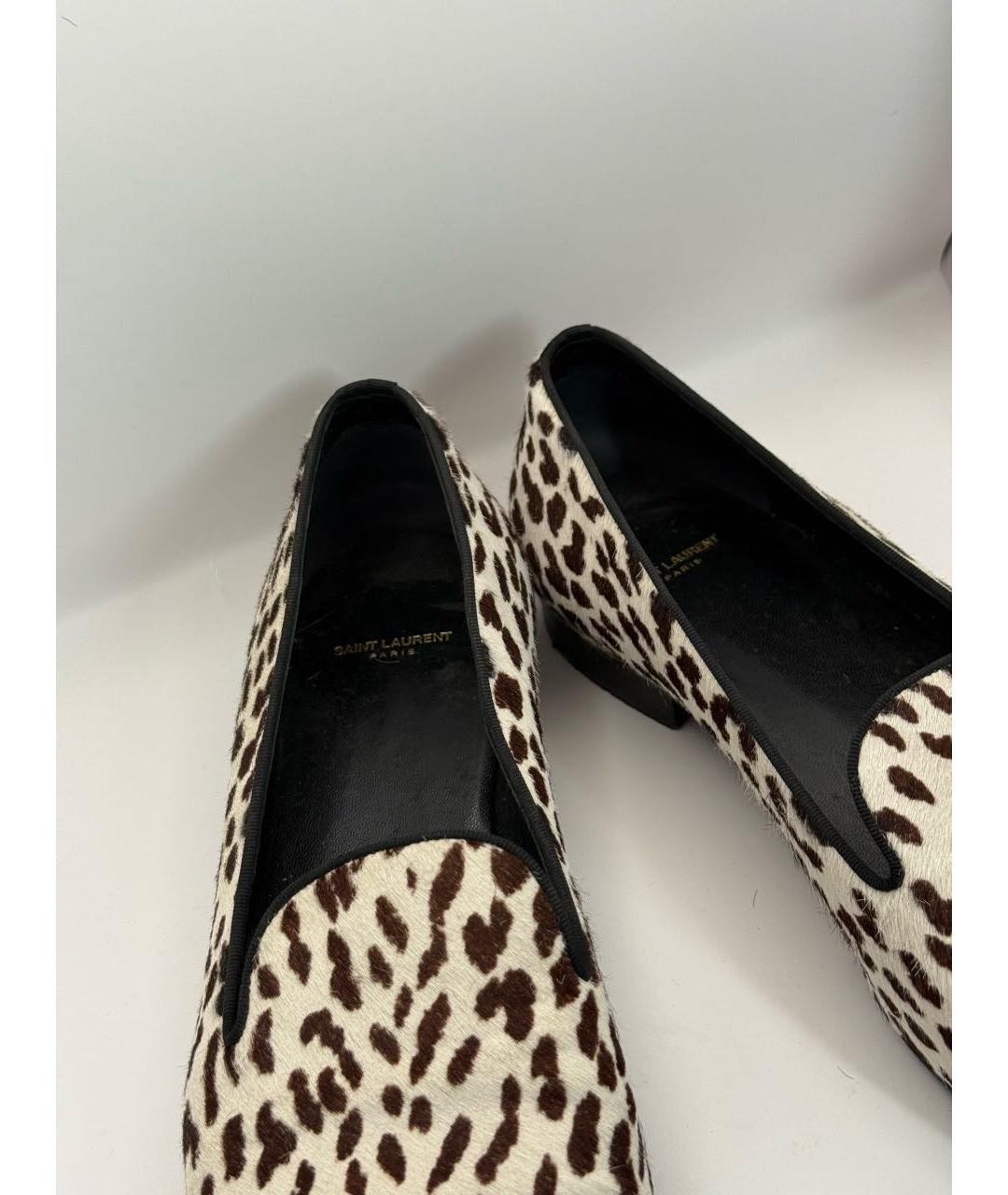 SAINT LAURENT Бежевые кожаные лоферы, фото 3