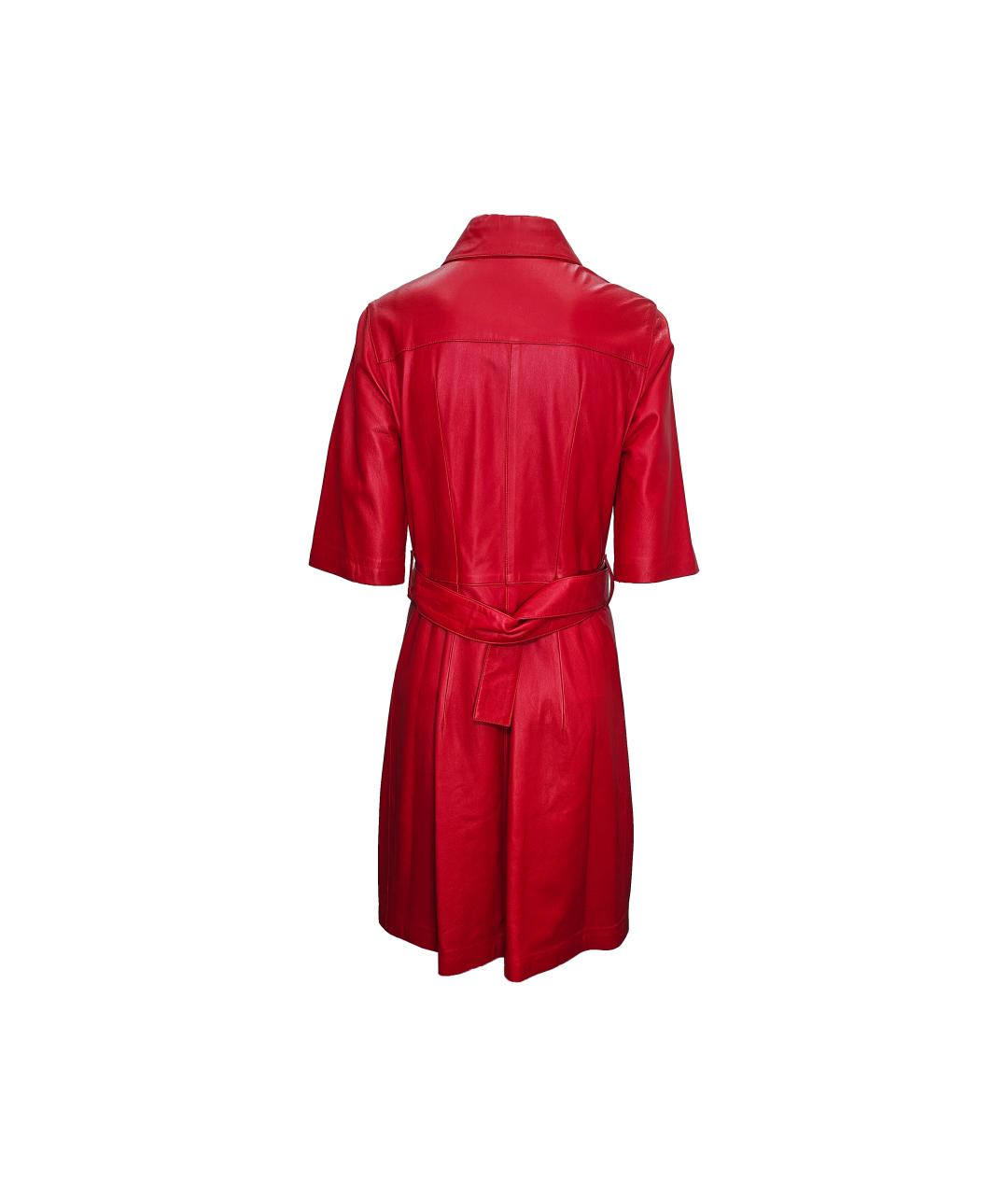 PHILIPP PLEIN Красное кожаное повседневное платье, фото 2