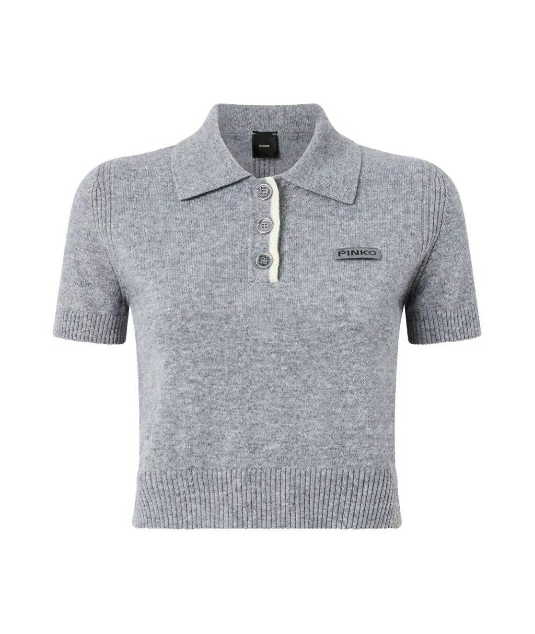 PINKO Серая шерстяная футболка, фото 1