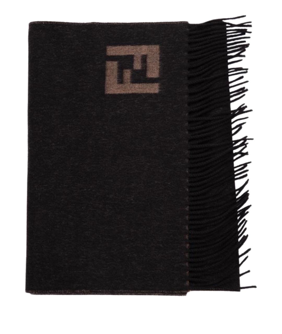 FENDI Коричневый шерстяной шарф, фото 1