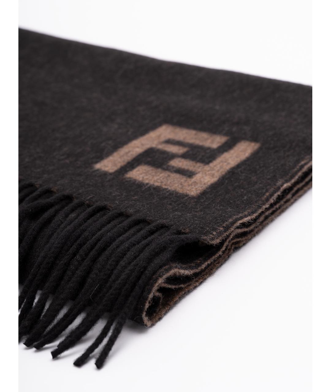 FENDI Коричневый шерстяной шарф, фото 2