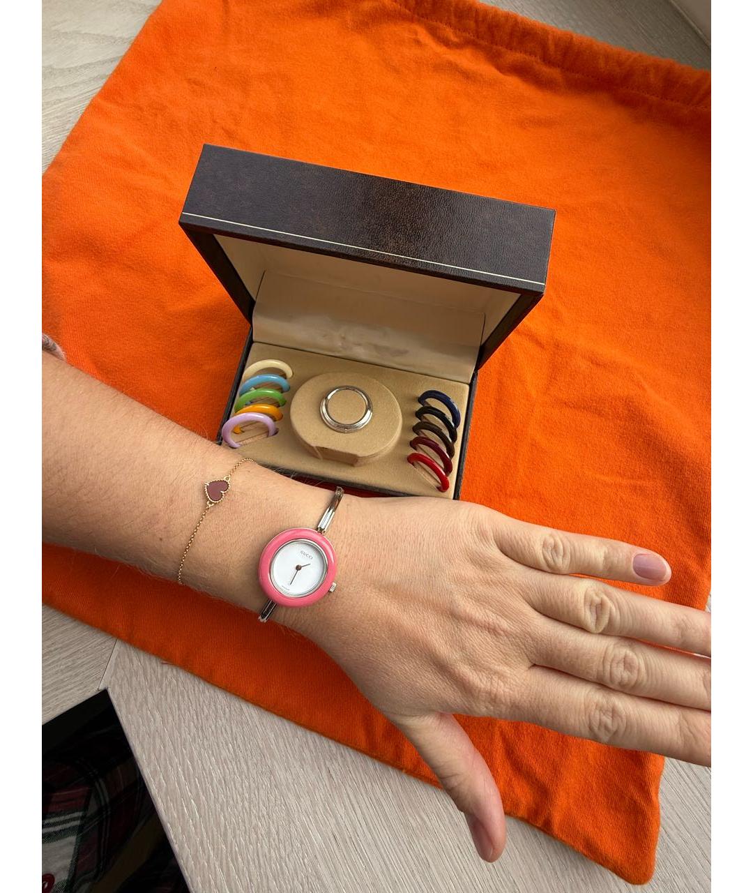 GUCCI Серебряные пластиковые часы, фото 5