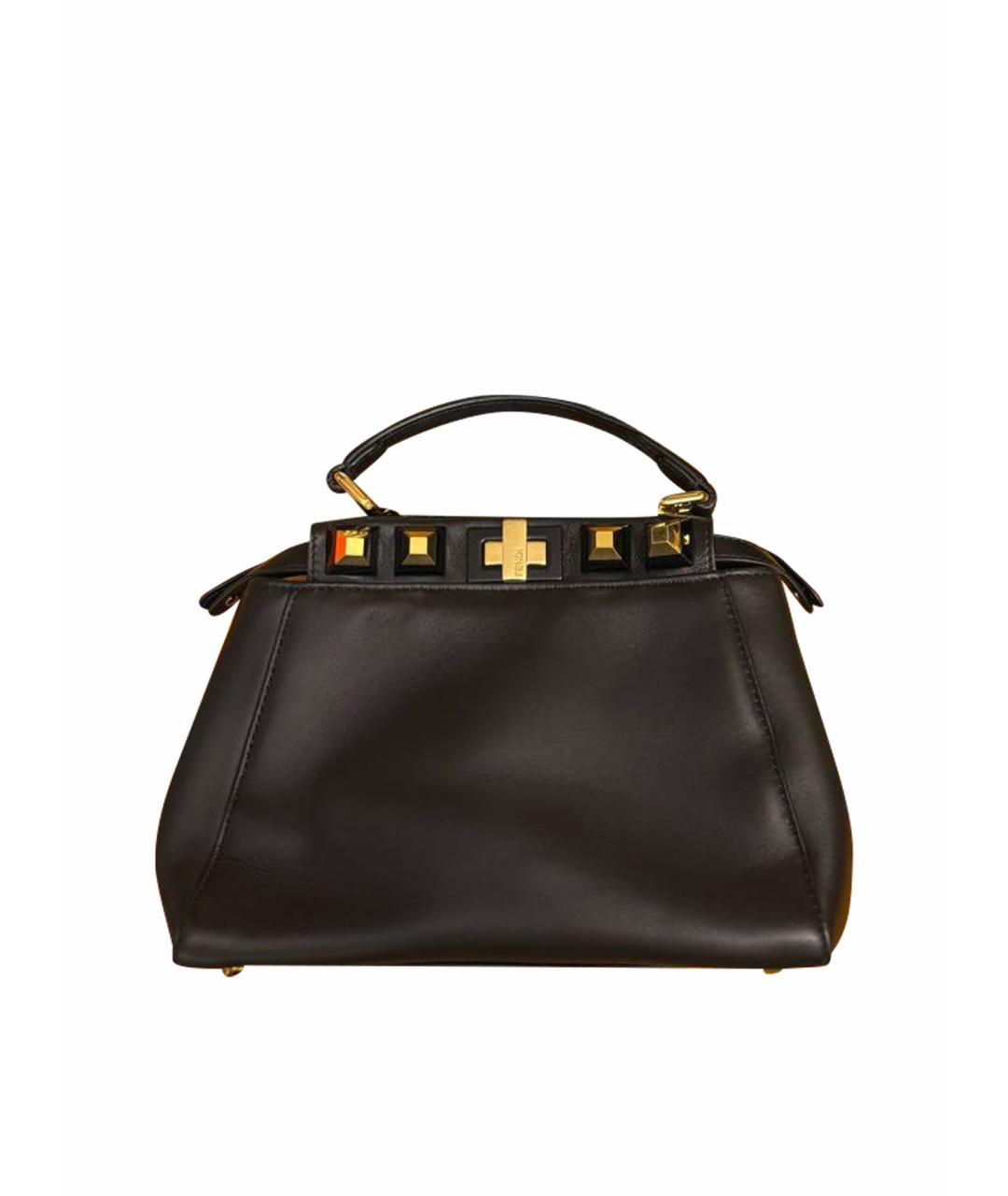 FENDI Черная кожаная сумка тоут, фото 1