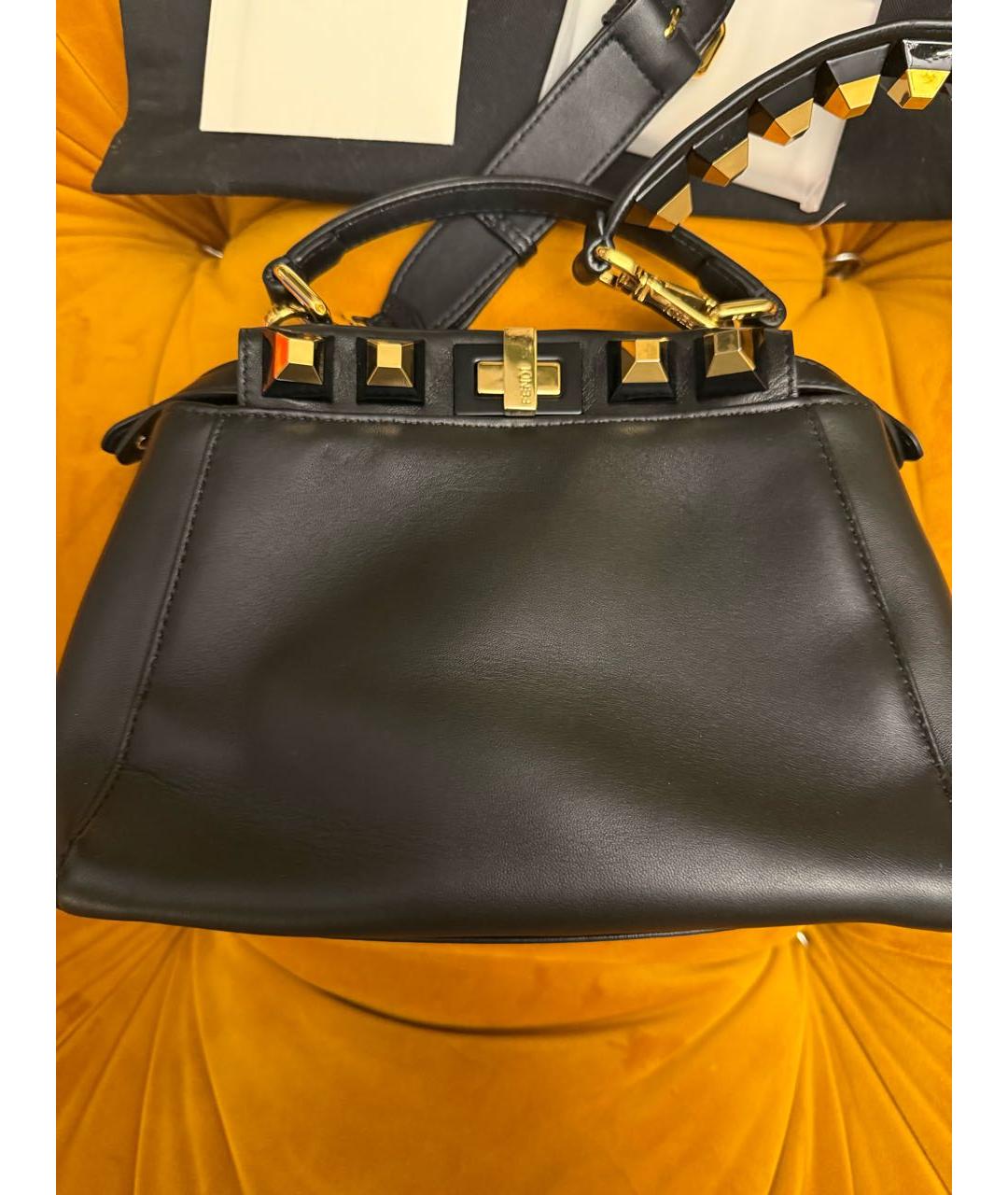 FENDI Черная кожаная сумка тоут, фото 2