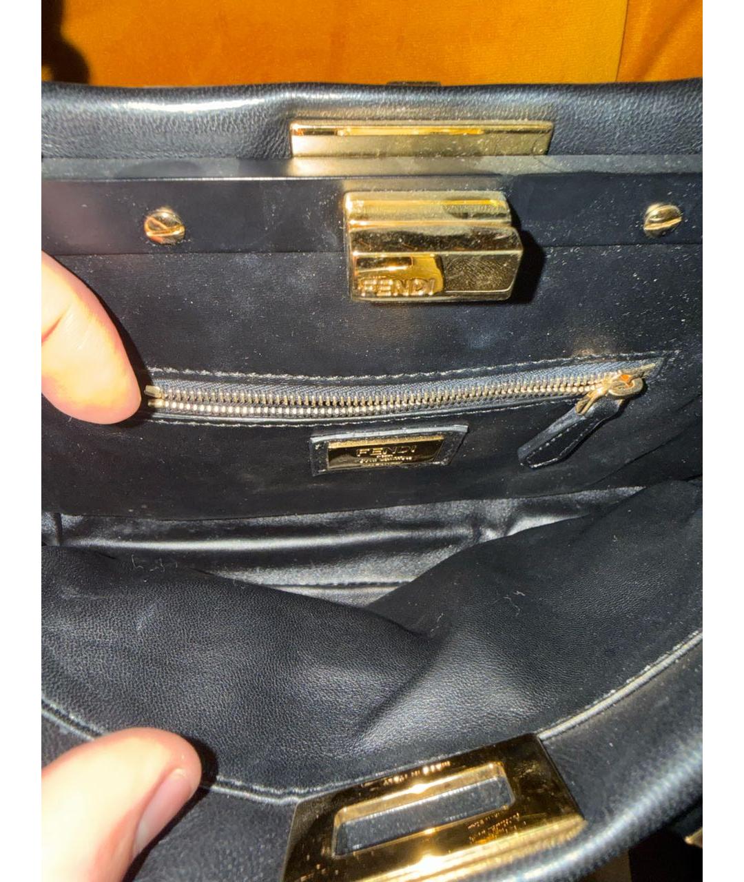 FENDI Черная кожаная сумка тоут, фото 5