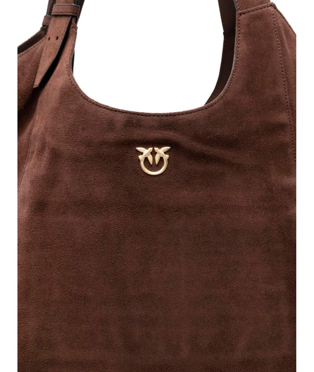 PINKO Коричневая замшевая сумка тоут, фото 4