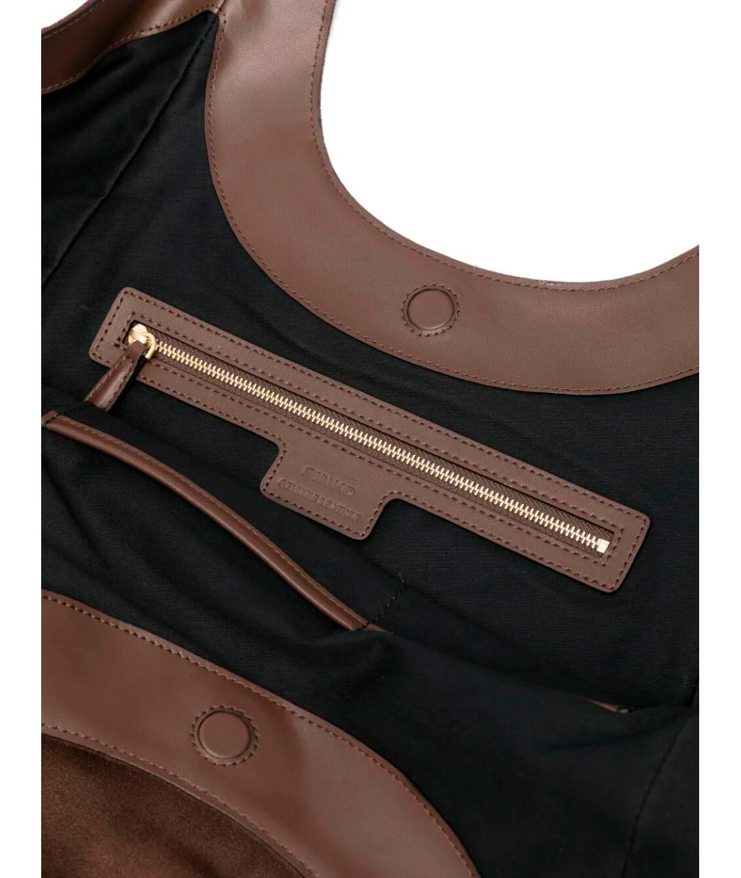 PINKO Коричневая замшевая сумка тоут, фото 3