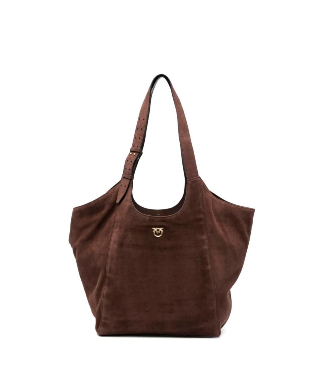 PINKO Коричневая замшевая сумка тоут, фото 1