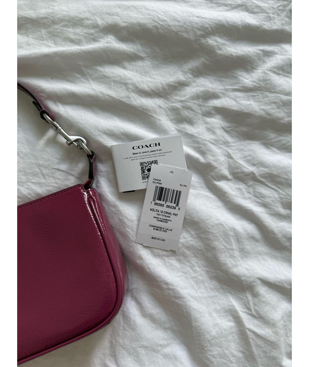 COACH Бордовая сумка с короткими ручками, фото 5