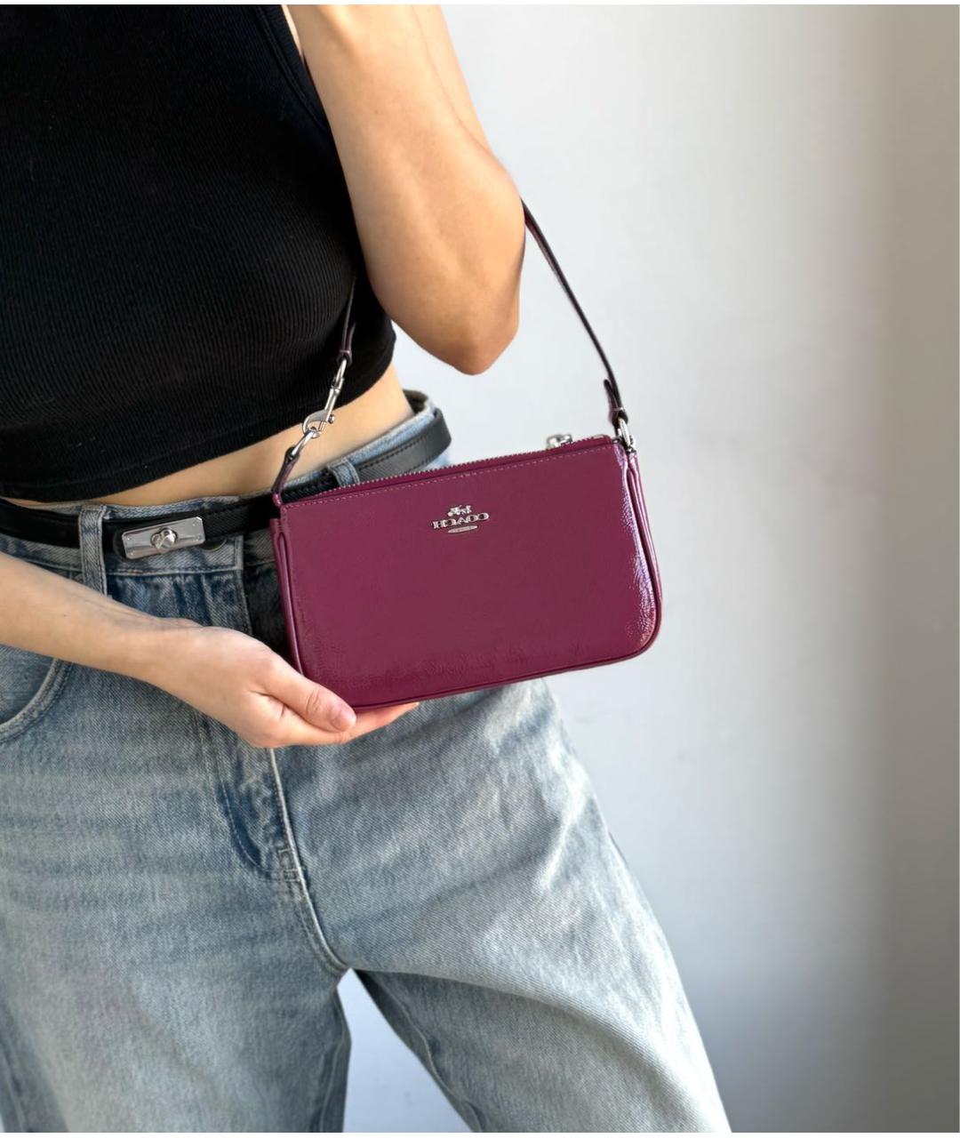 COACH Бордовая сумка с короткими ручками, фото 4