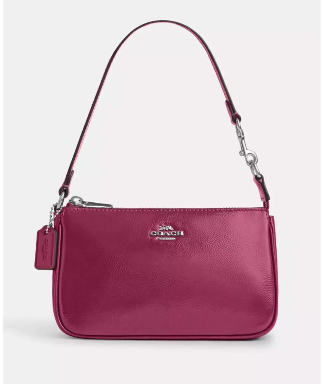COACH Бордовая сумка с короткими ручками, фото 7