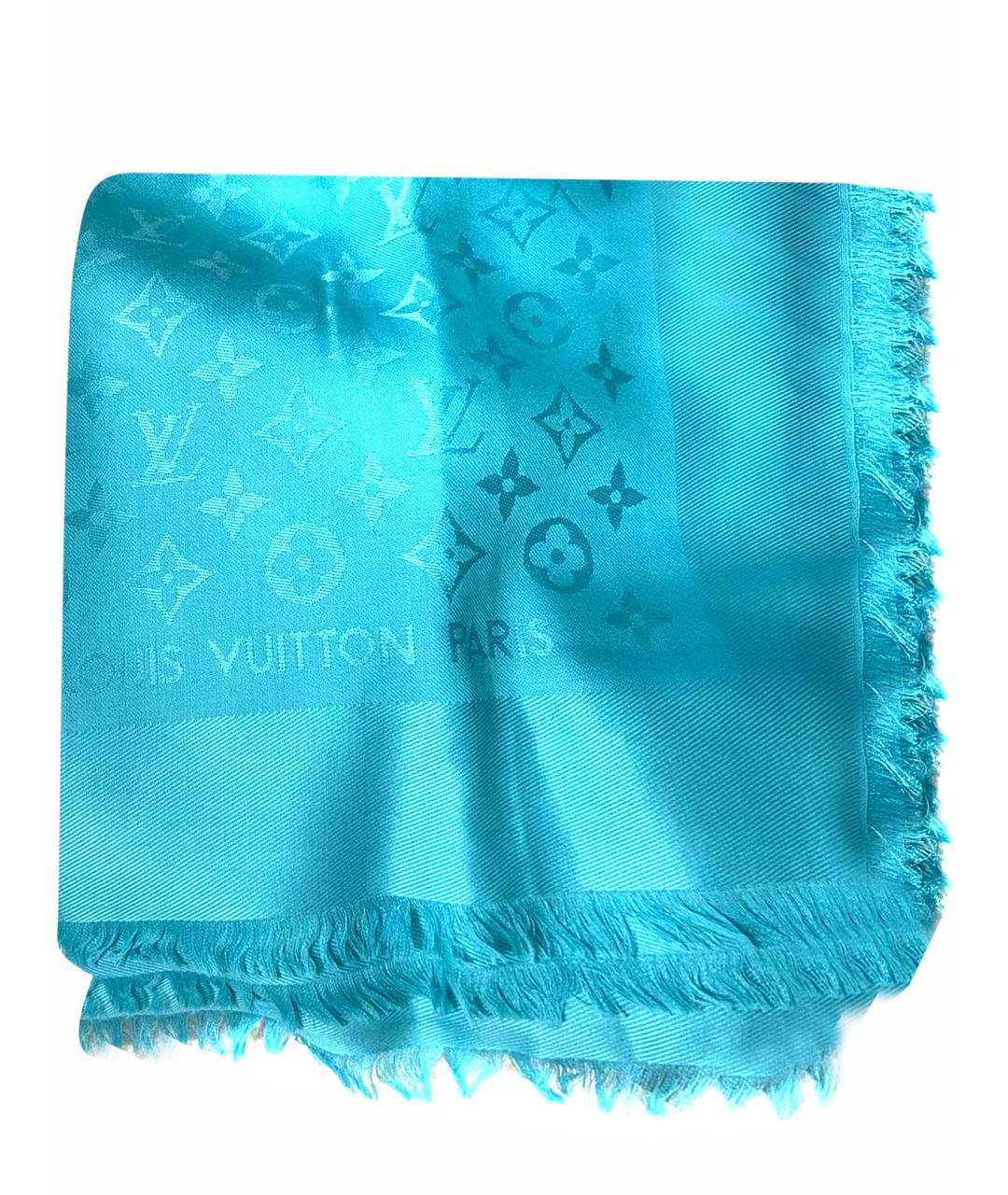 LOUIS VUITTON Голубой шелковый платок, фото 1