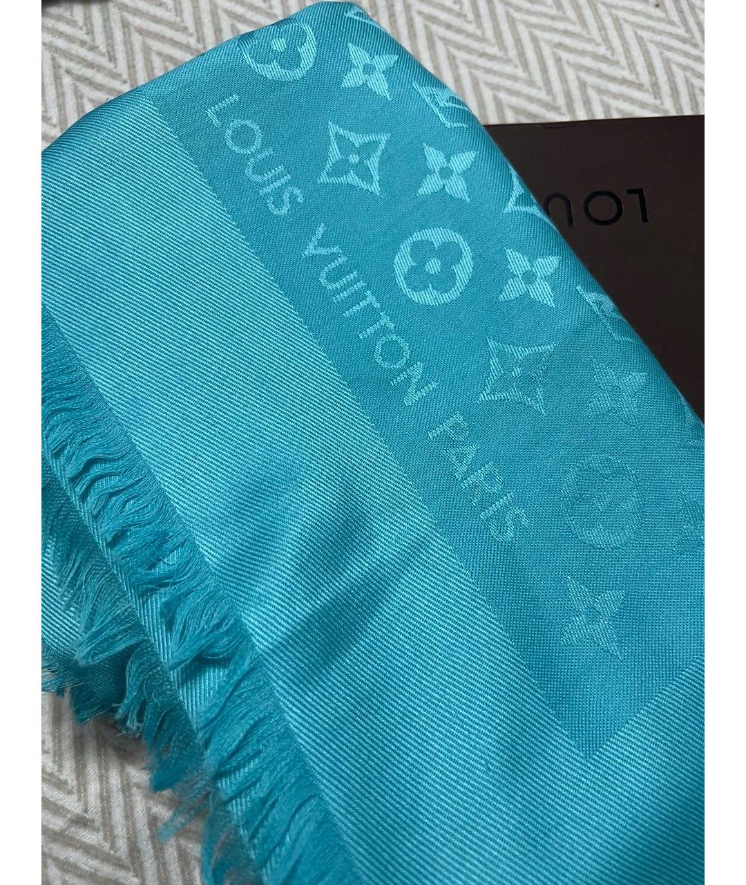 LOUIS VUITTON Голубой шелковый платок, фото 2