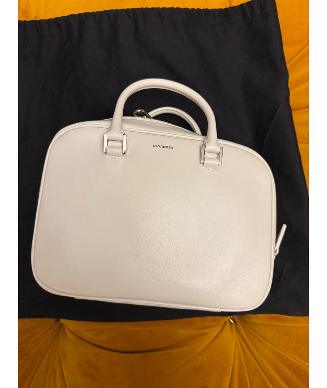 JIL SANDER Белая кожаная сумка тоут, фото 6