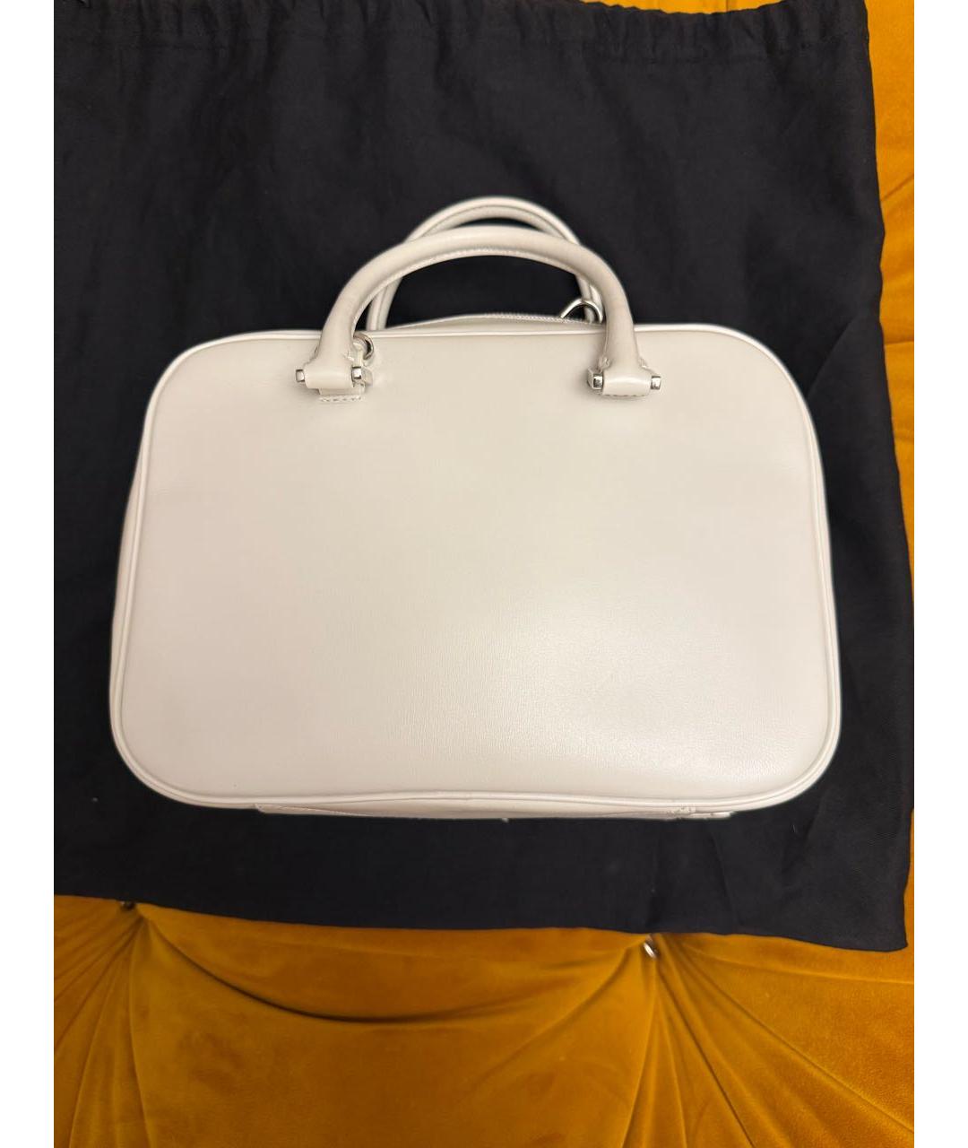 JIL SANDER Белая кожаная сумка тоут, фото 2