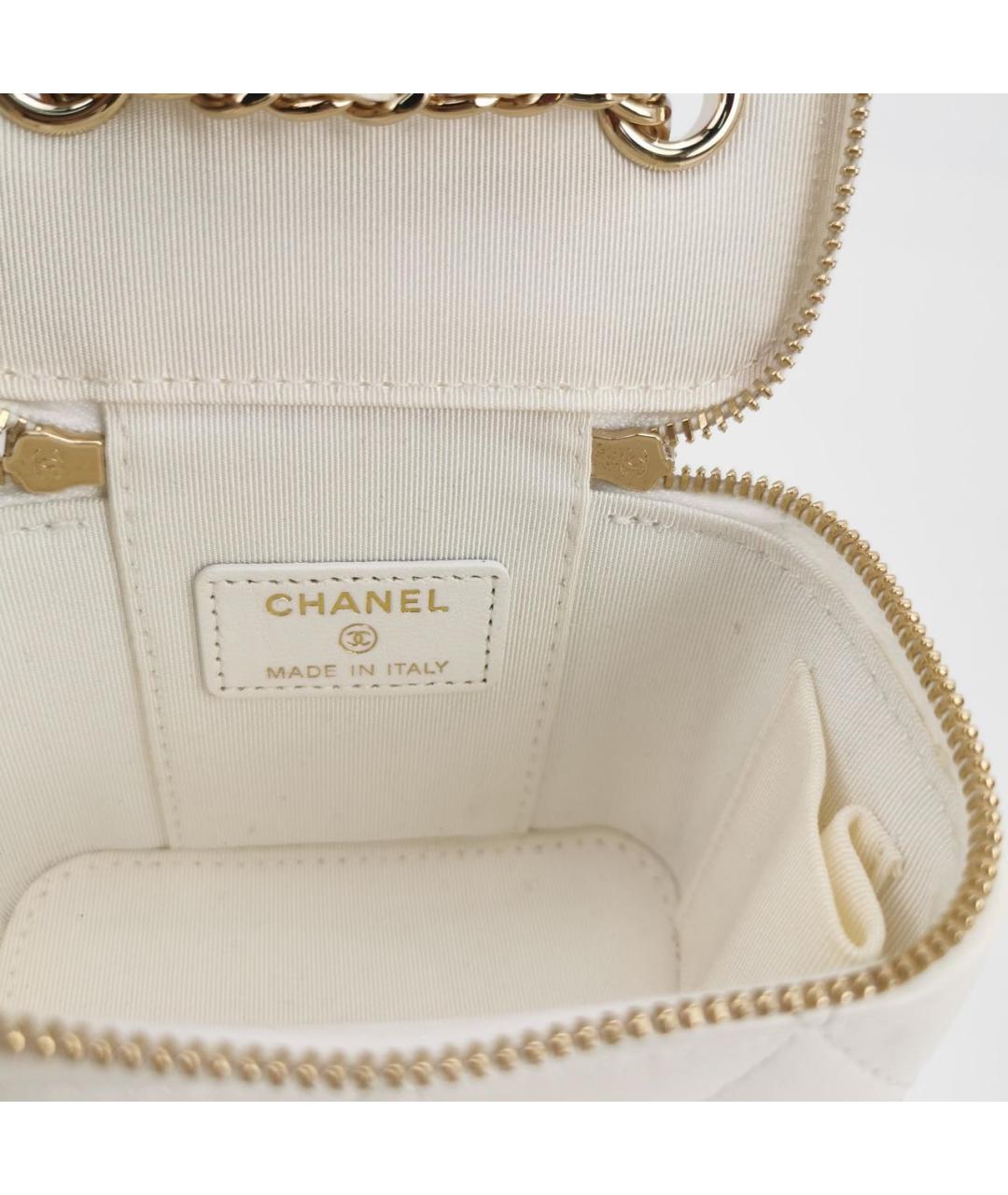 CHANEL Белая кожаная сумка через плечо, фото 6