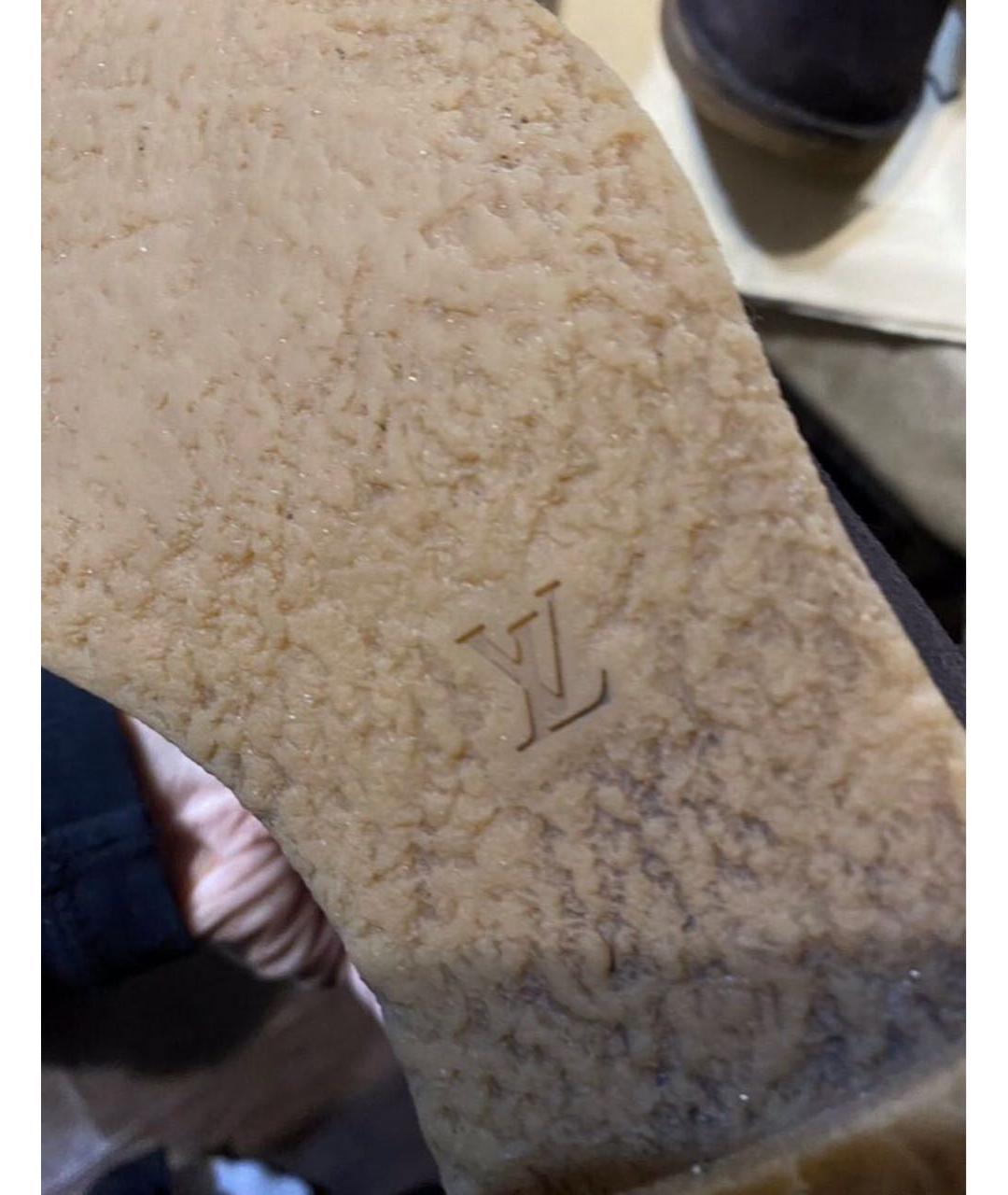 LOUIS VUITTON Коричневые замшевые сапоги, фото 8