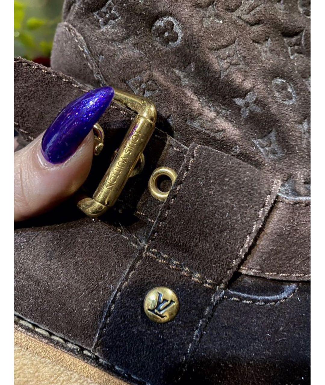 LOUIS VUITTON Коричневые замшевые сапоги, фото 6