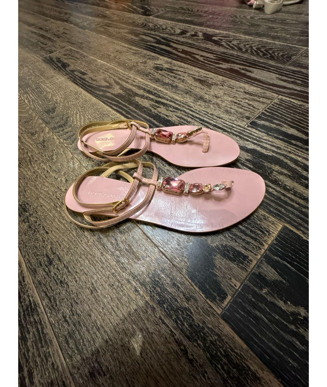DOLCE&GABBANA Розовые кожаные сандалии, фото 6