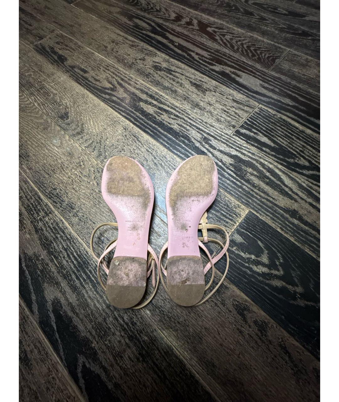 DOLCE&GABBANA Розовые кожаные сандалии, фото 5