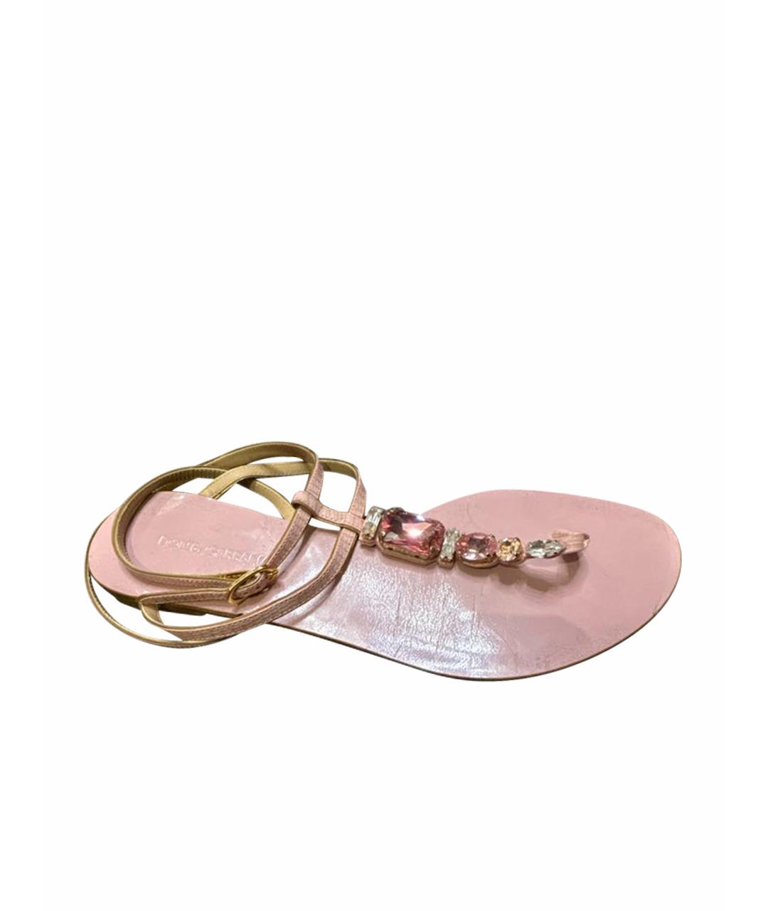 DOLCE&GABBANA Розовые кожаные сандалии, фото 1