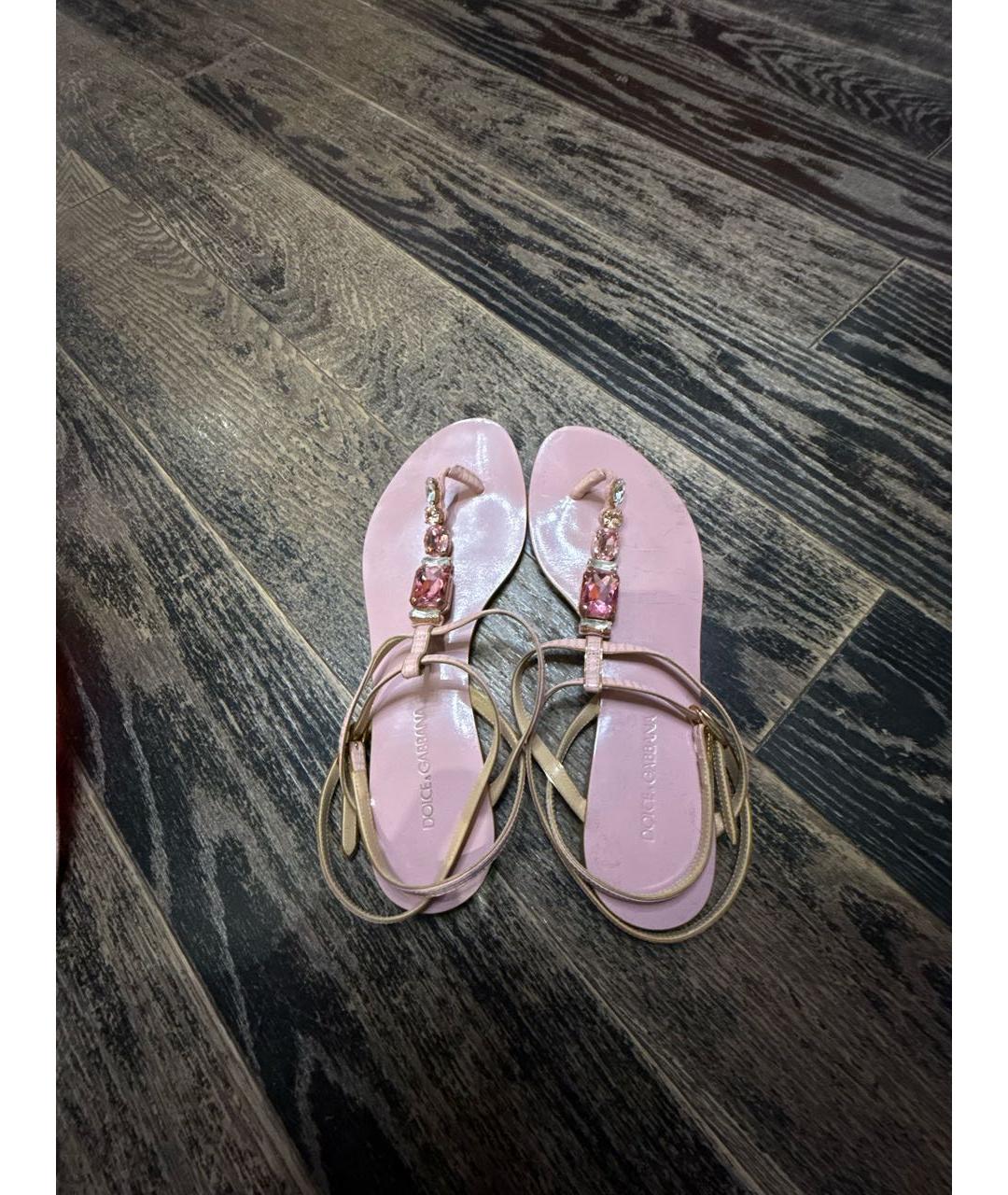 DOLCE&GABBANA Розовые кожаные сандалии, фото 3