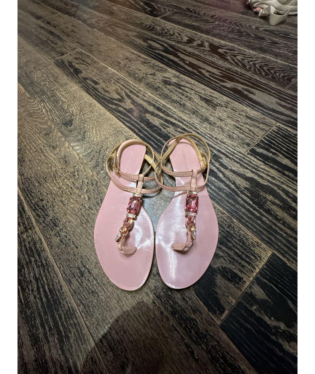 DOLCE&GABBANA Розовые кожаные сандалии, фото 2