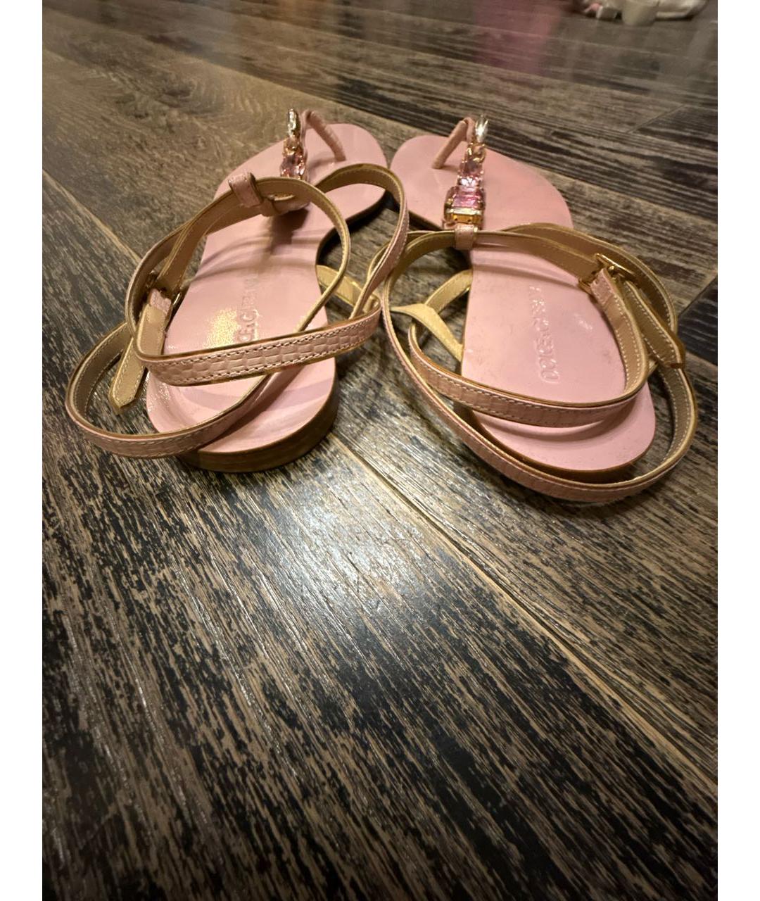 DOLCE&GABBANA Розовые кожаные сандалии, фото 4