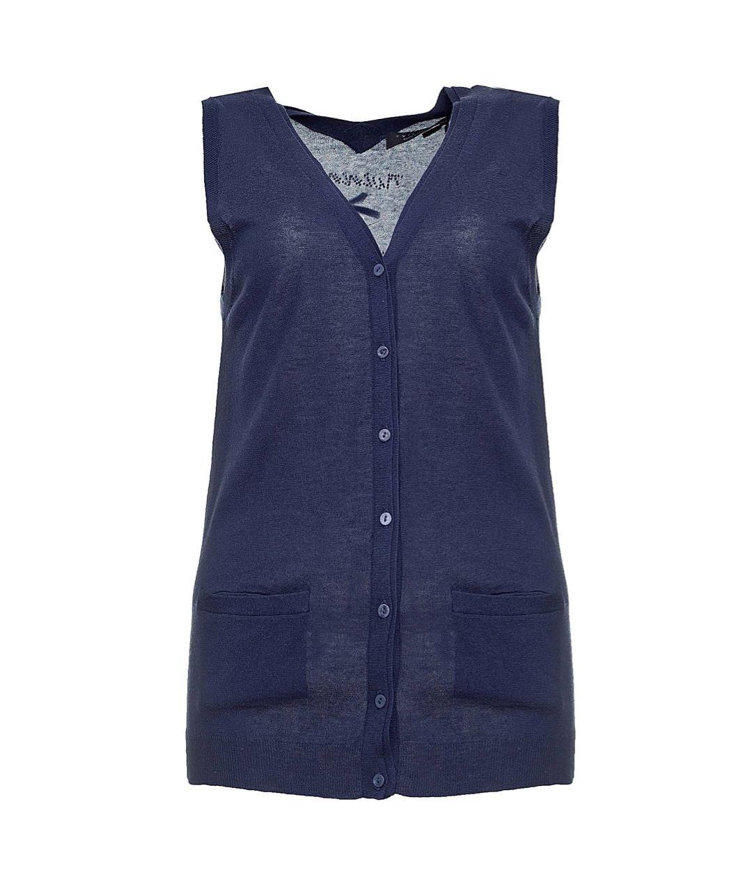 TWIN-SET Темно-синяя шелковая жилетка, фото 1