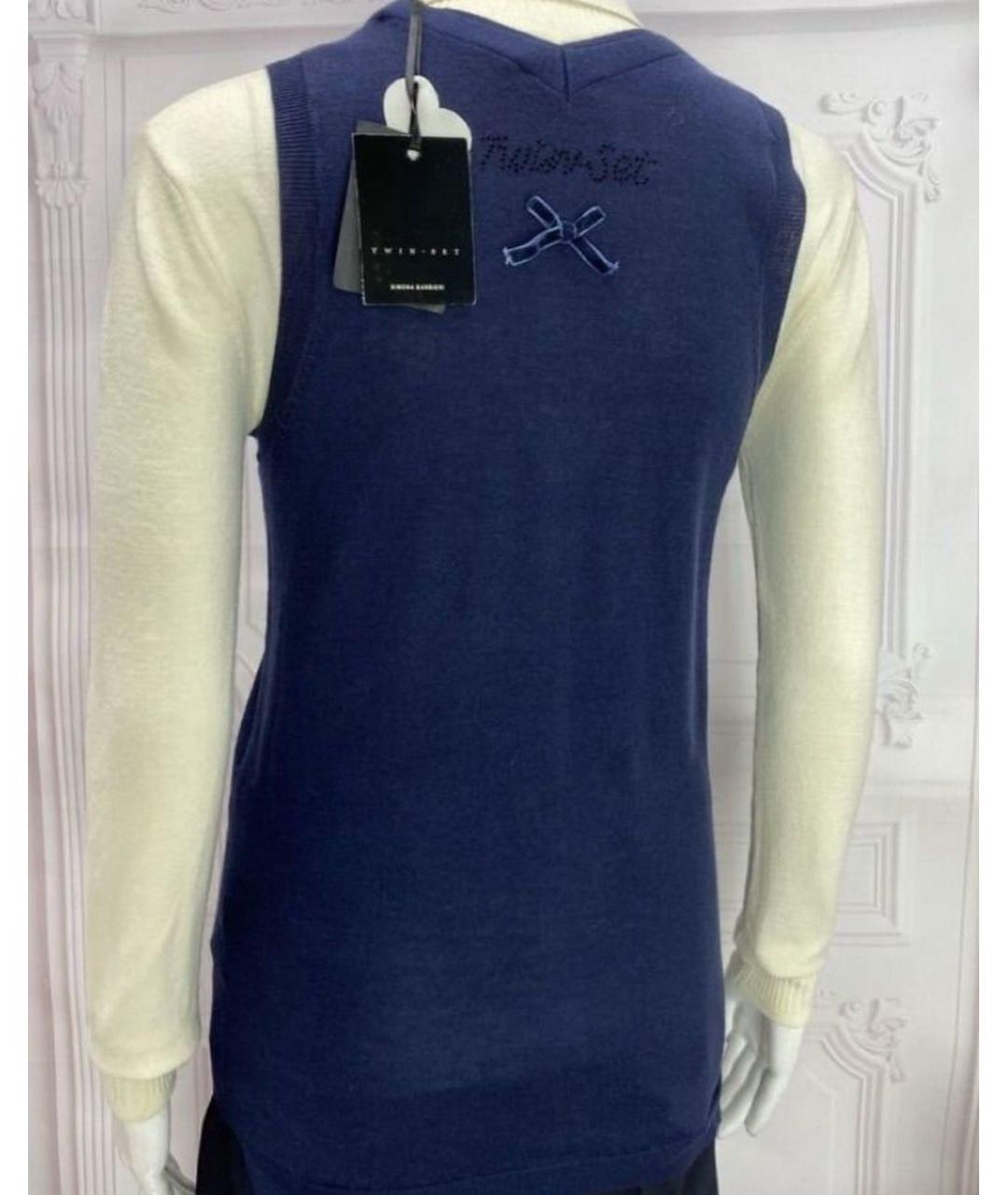 TWIN-SET Темно-синяя шелковая жилетка, фото 8