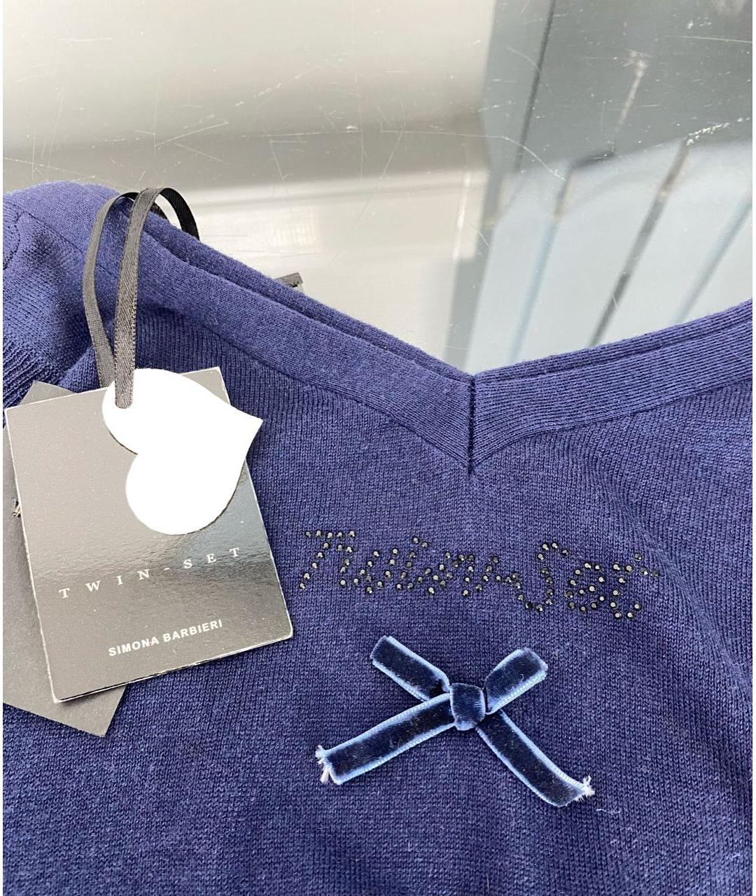 TWIN-SET Темно-синяя шелковая жилетка, фото 4