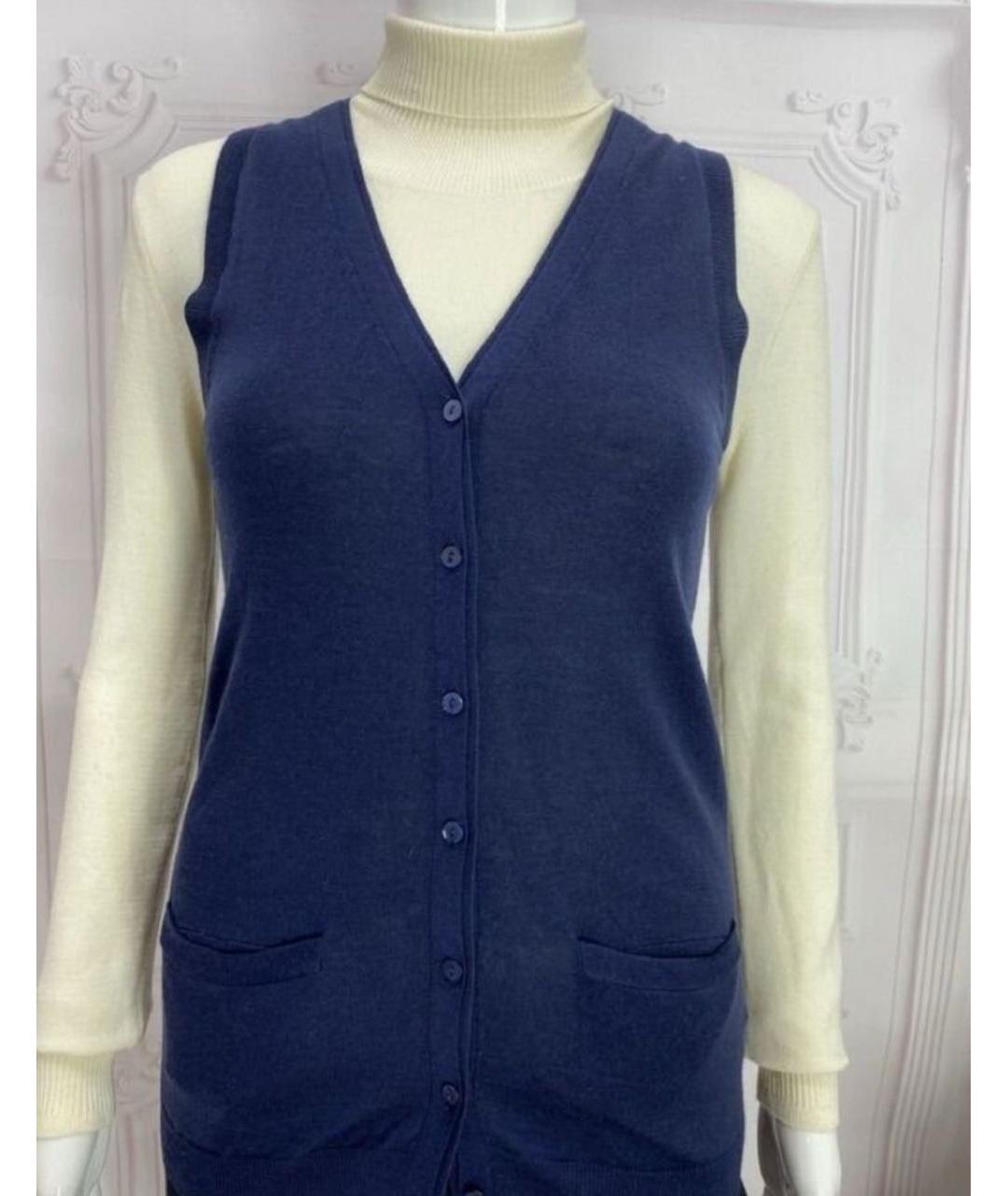 TWIN-SET Темно-синяя шелковая жилетка, фото 7