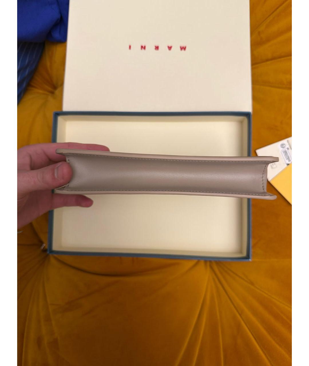 MARNI Бежевая кожаная сумка через плечо, фото 3