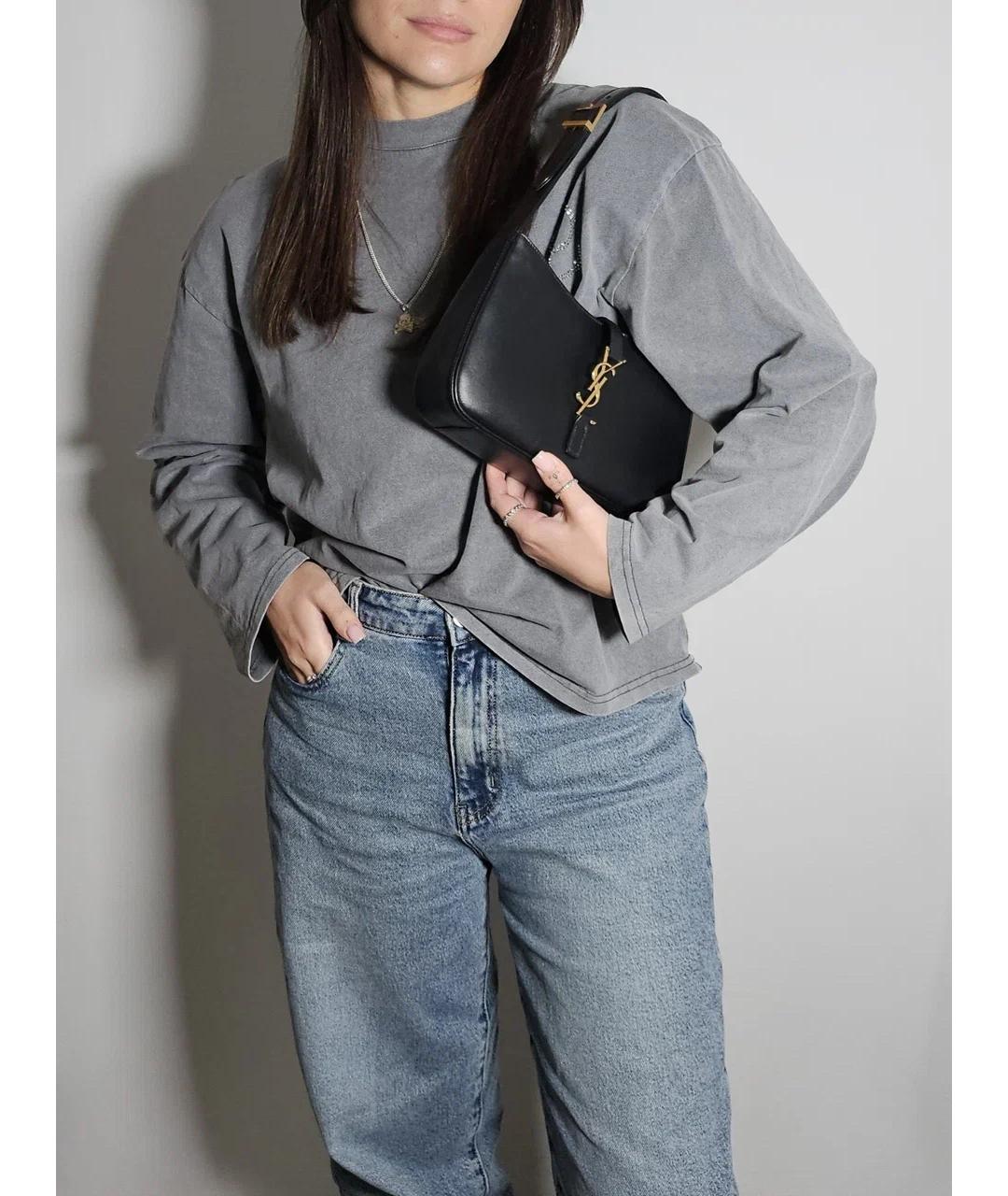 SAINT LAURENT Черная кожаная сумка через плечо, фото 9