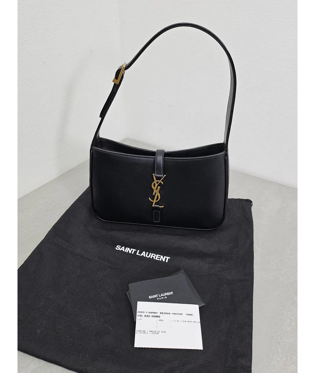 SAINT LAURENT Черная кожаная сумка через плечо, фото 7