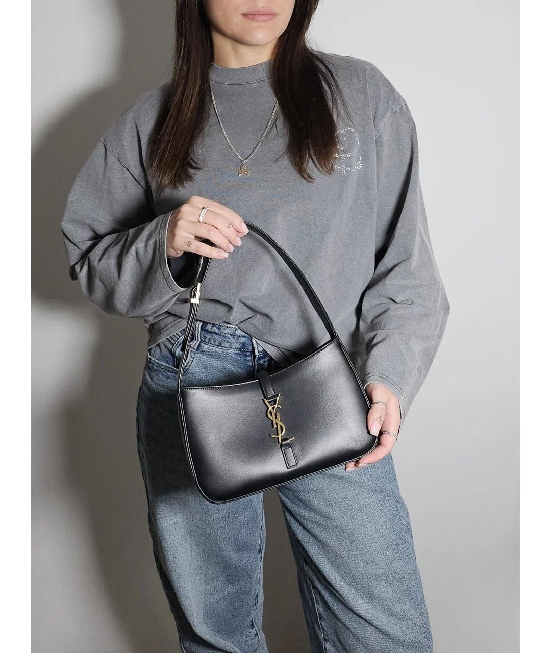 SAINT LAURENT Черная кожаная сумка через плечо, фото 8