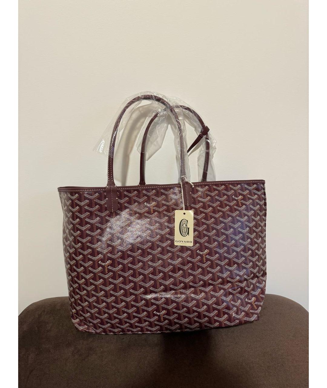 GOYARD Бордовая кожаная сумка тоут, фото 7