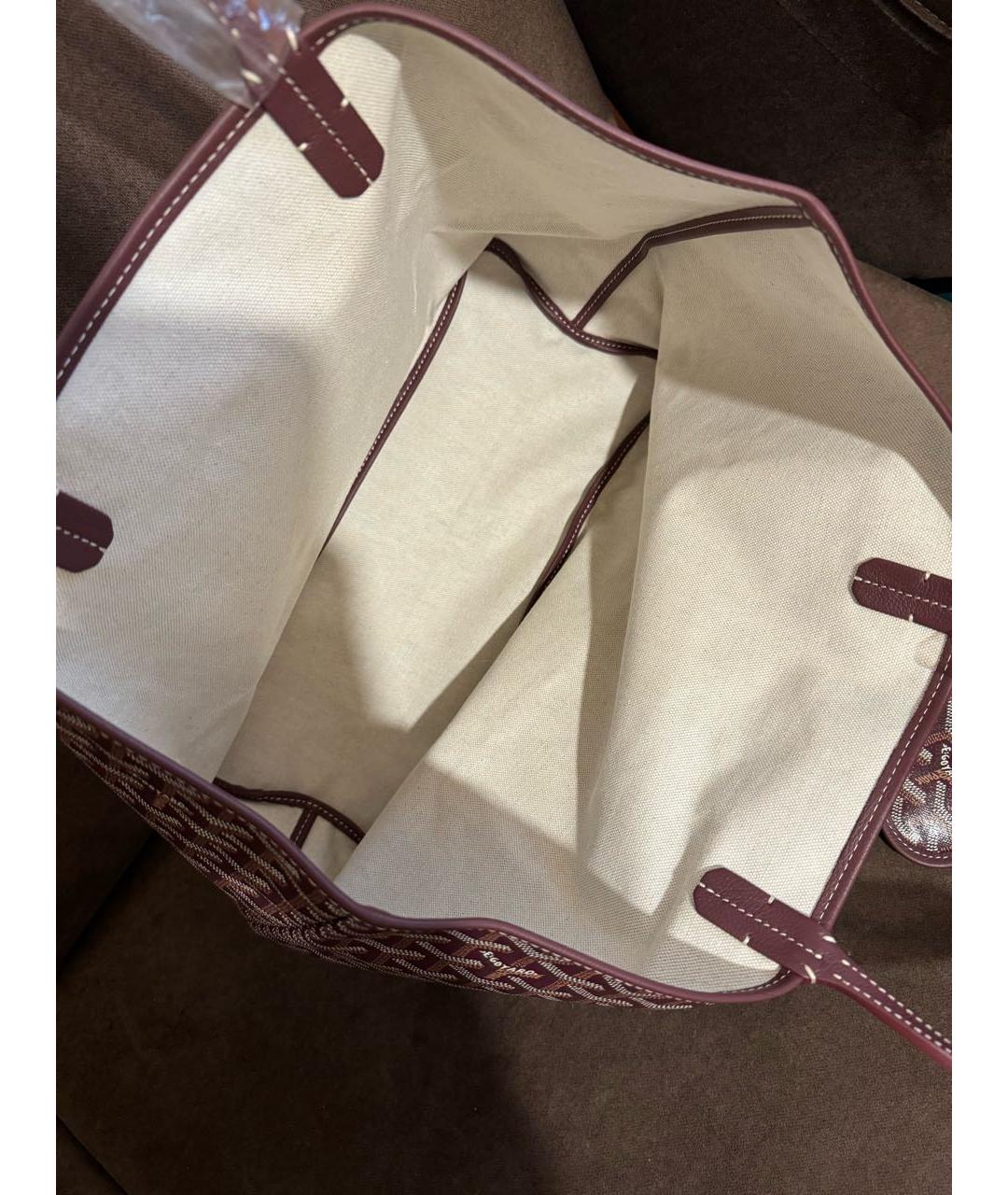 GOYARD Бордовая кожаная сумка тоут, фото 5