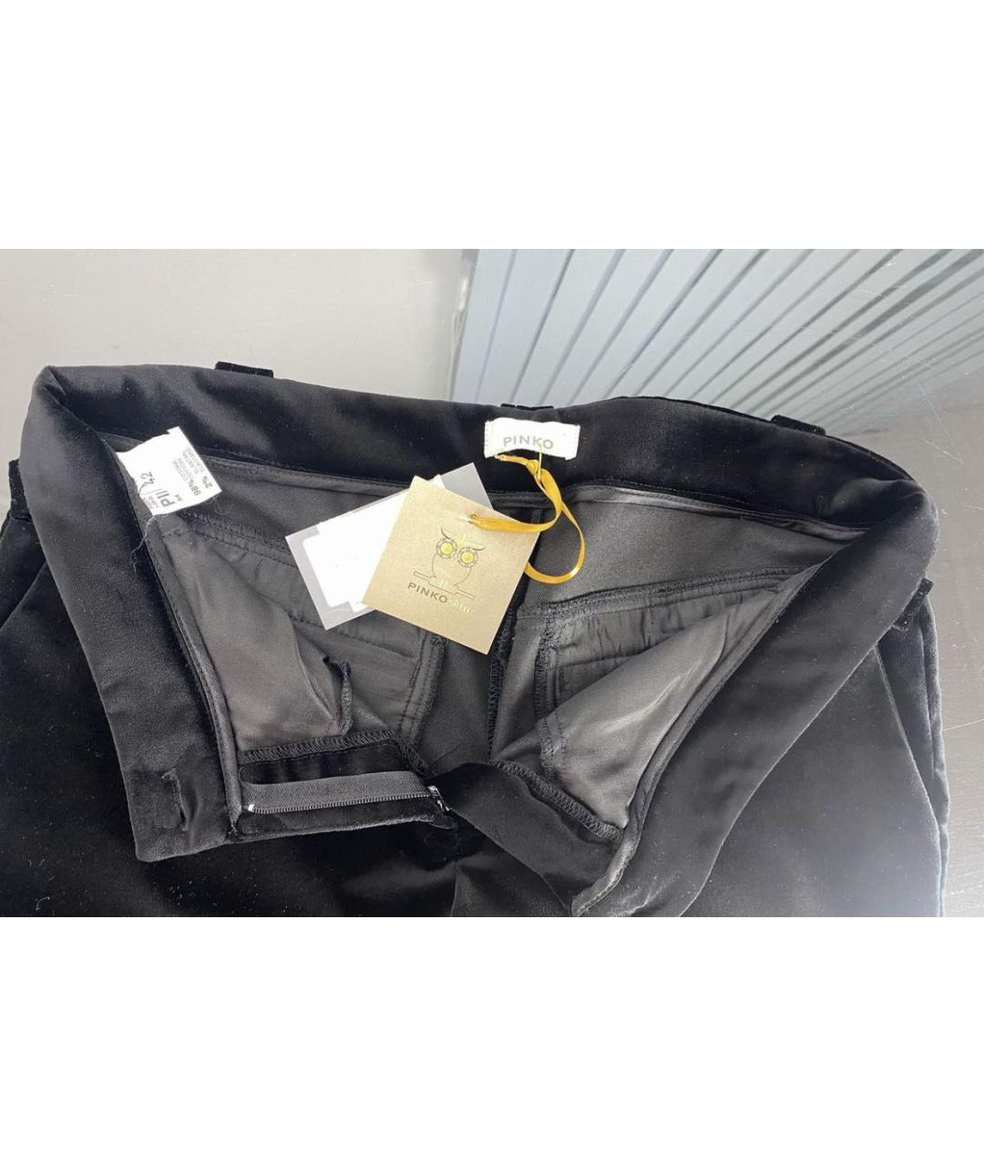 PINKO Черные хлопко-эластановые брюки узкие, фото 3