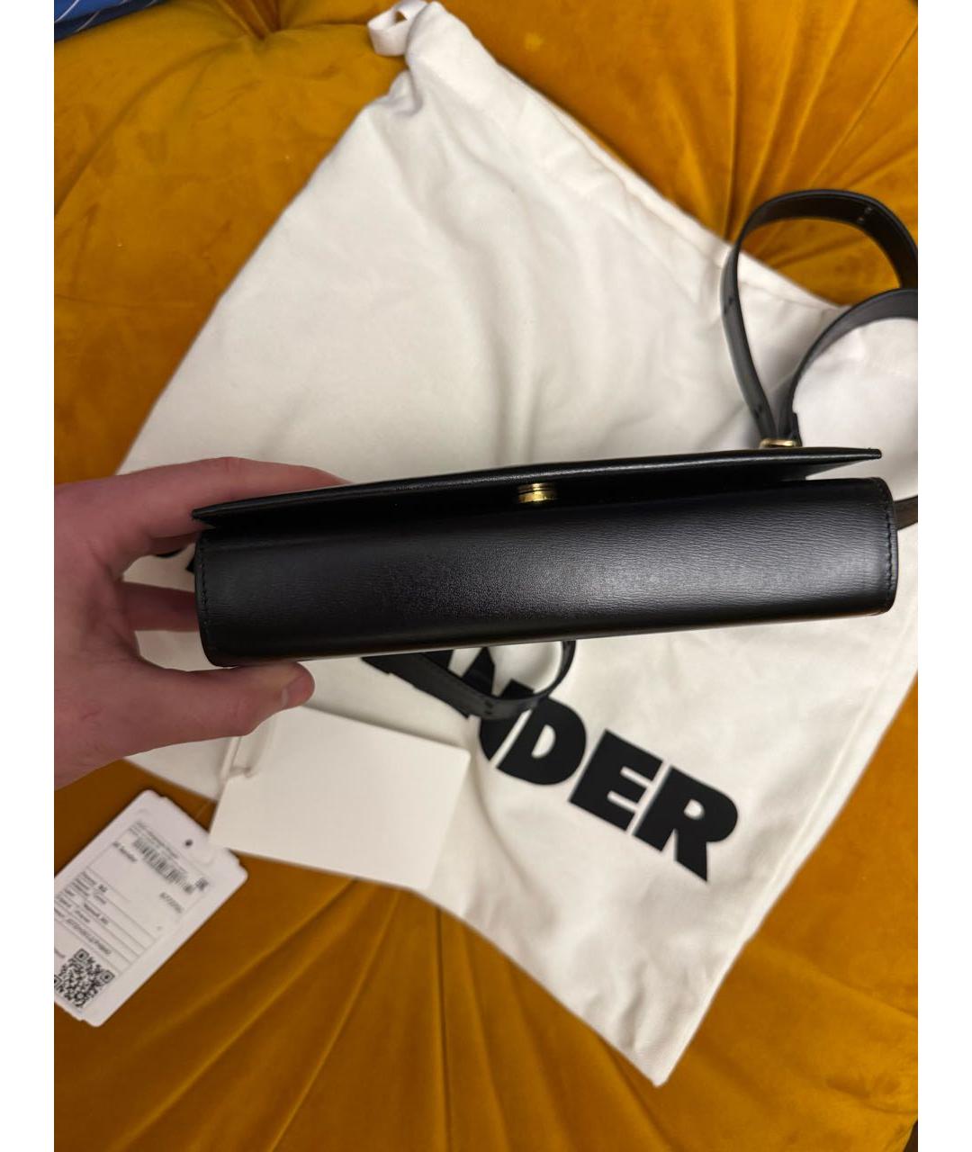 JIL SANDER Черная кожаная сумка через плечо, фото 3