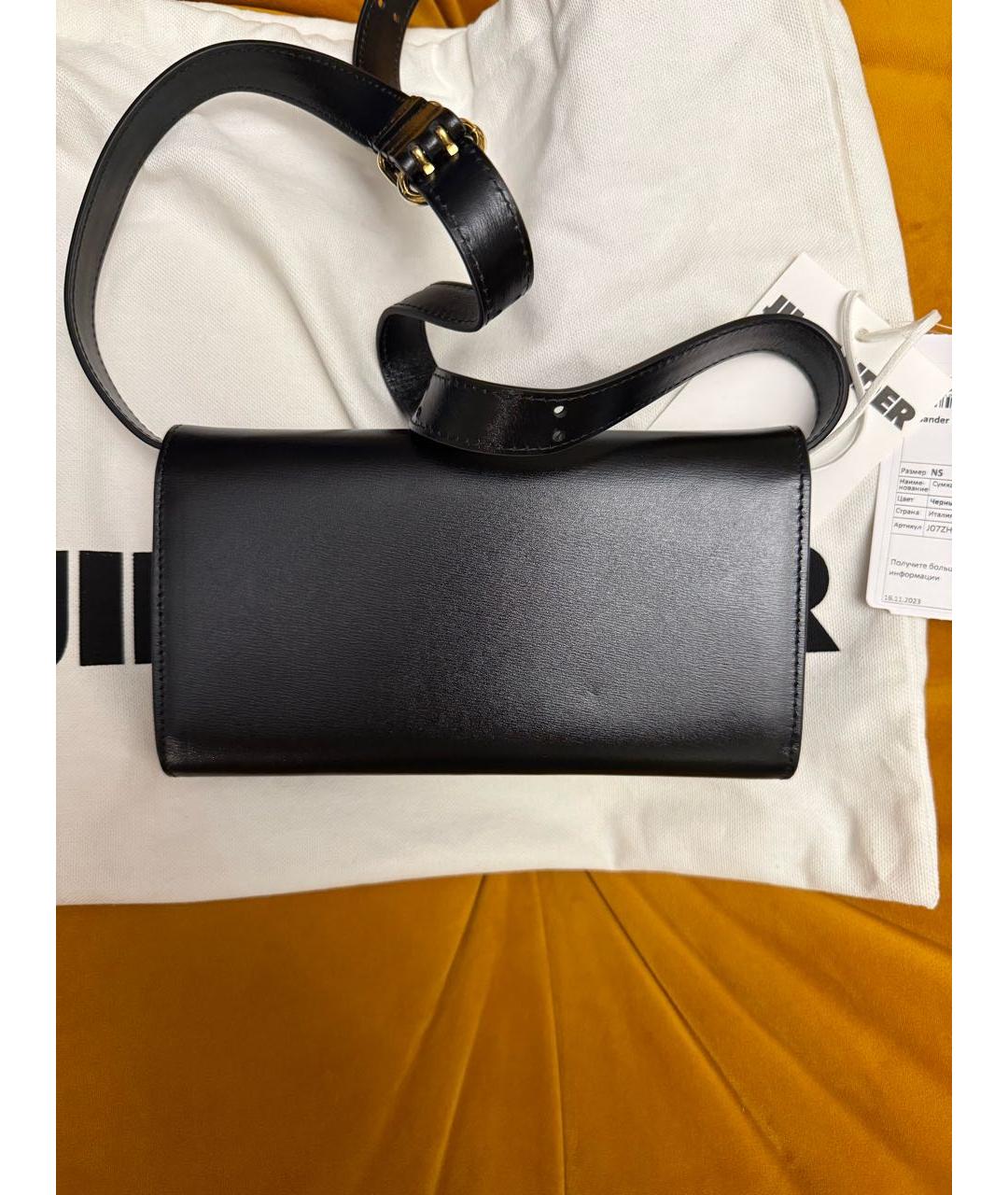 JIL SANDER Черная кожаная сумка через плечо, фото 2